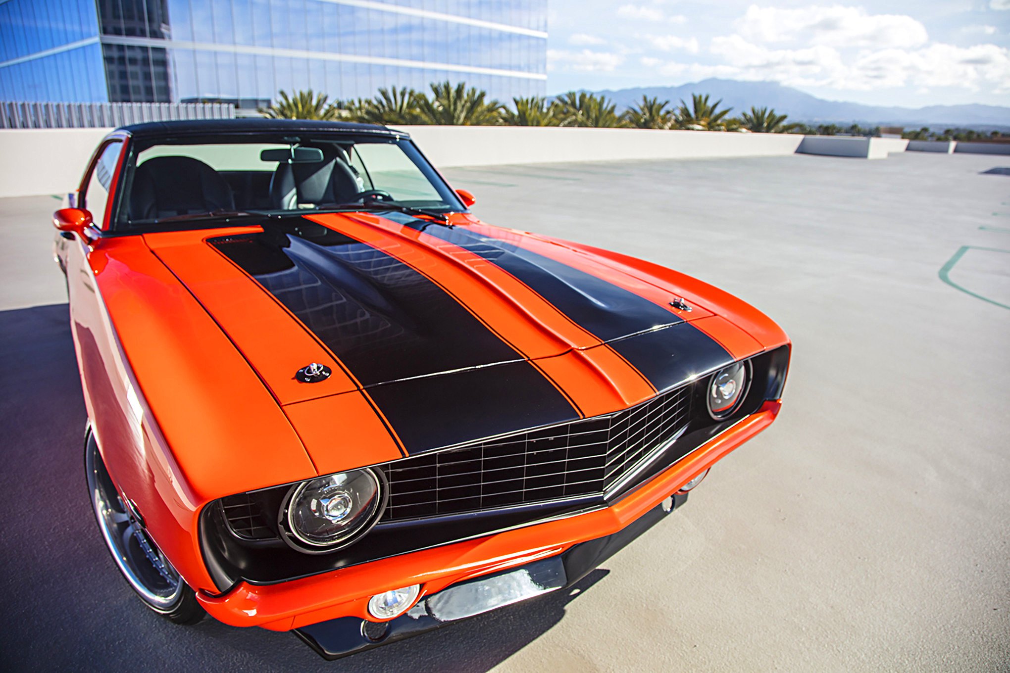 Custom Orange Chevy Camaro with Black Stripes - Photo by Tim Sutton