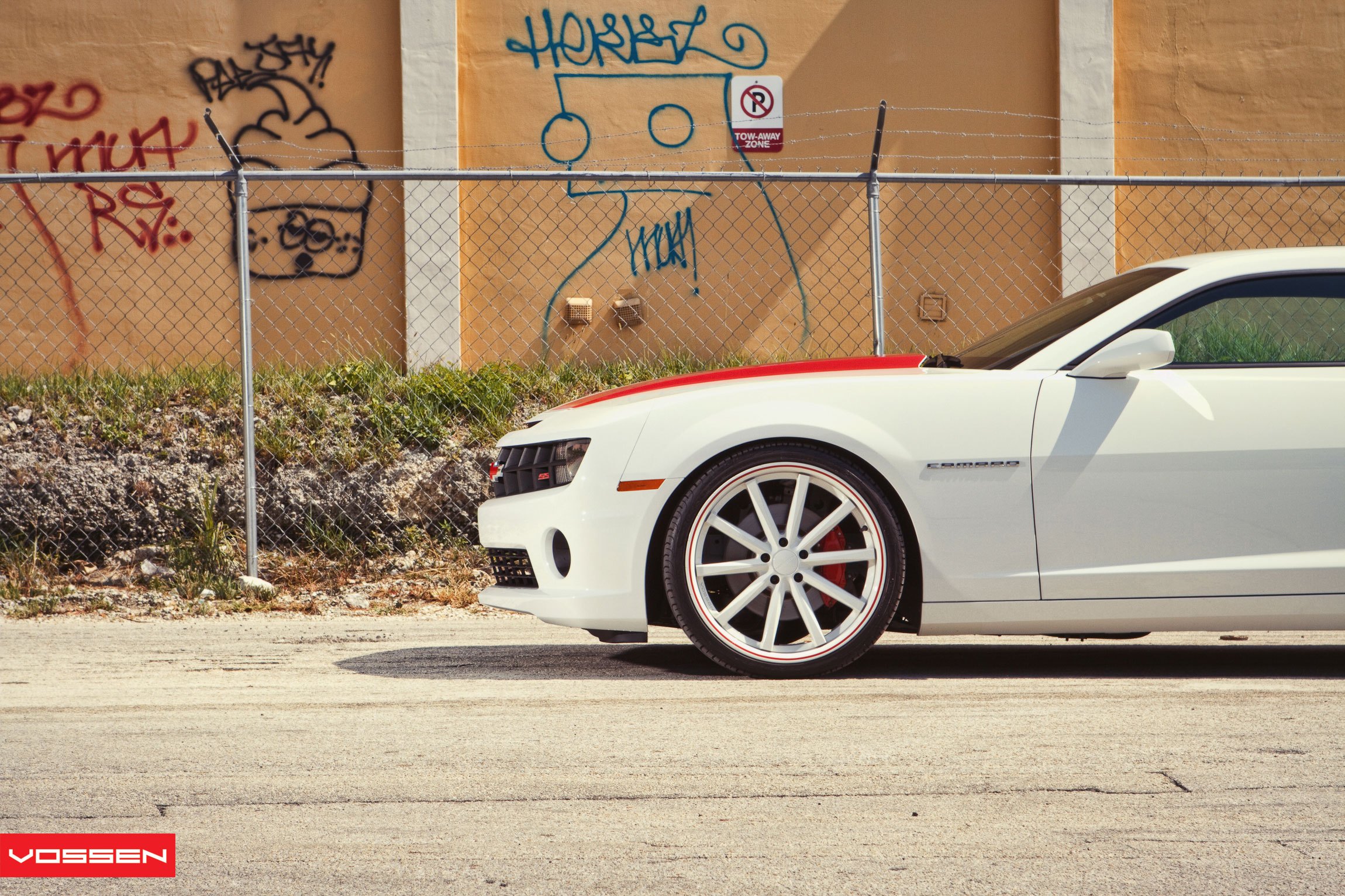 Custom White Rims with Red Brakes on Chevy Camaro - Photo by Vossen