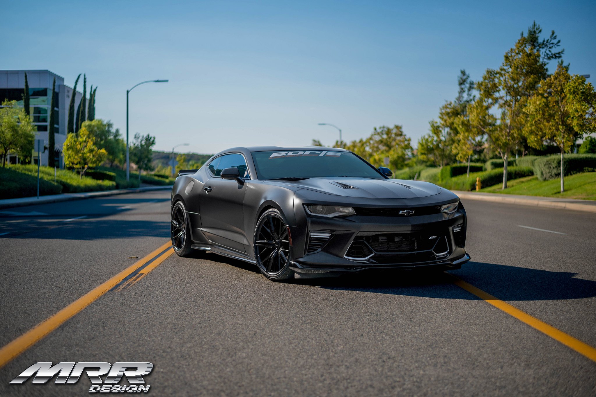Black Chevy Camaro with Custom Front Lip - Photo by MRR