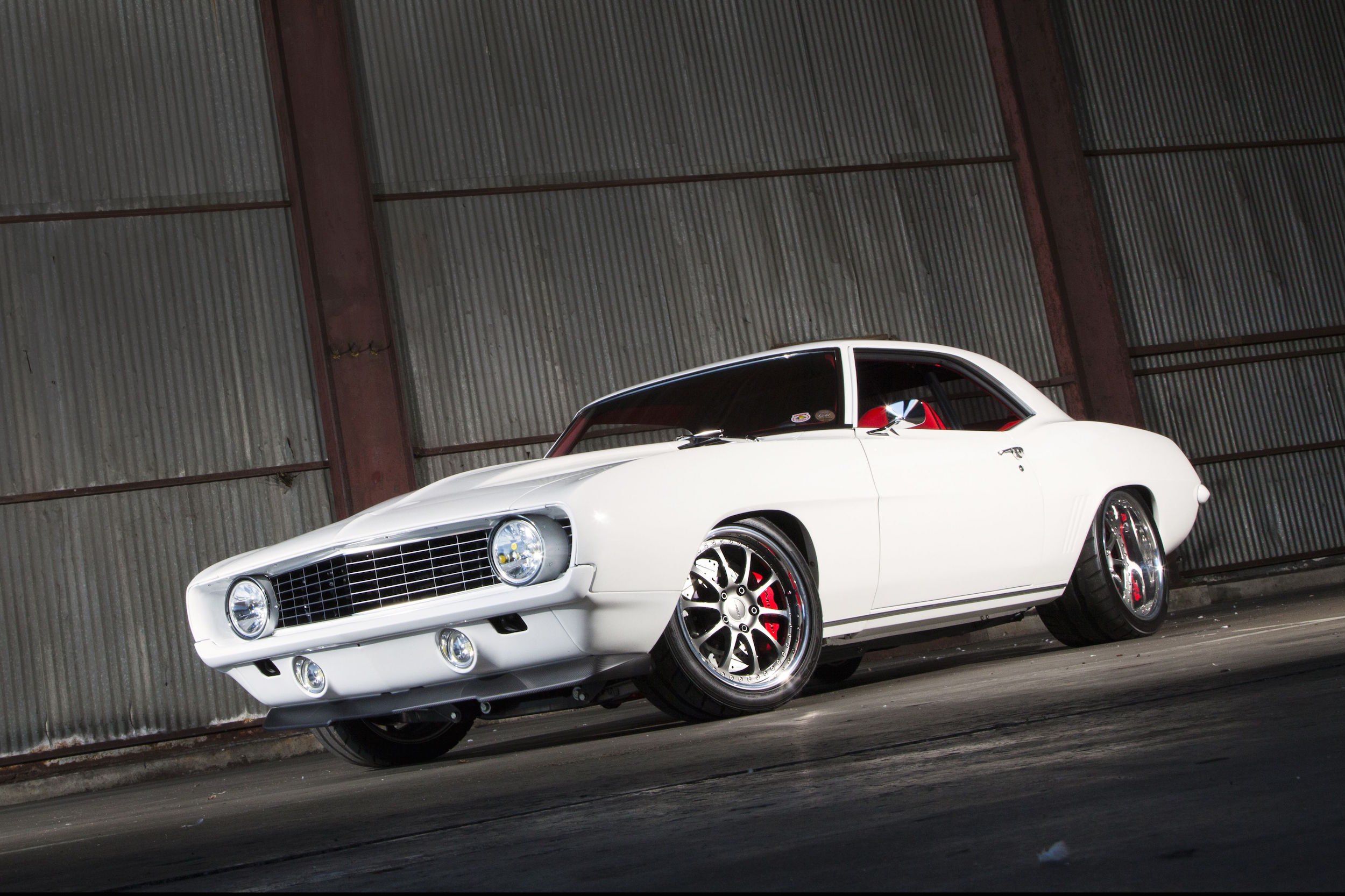 White Chevy Camaro with Chrome Billet Grille - Photo by Forgeline Motorsports
