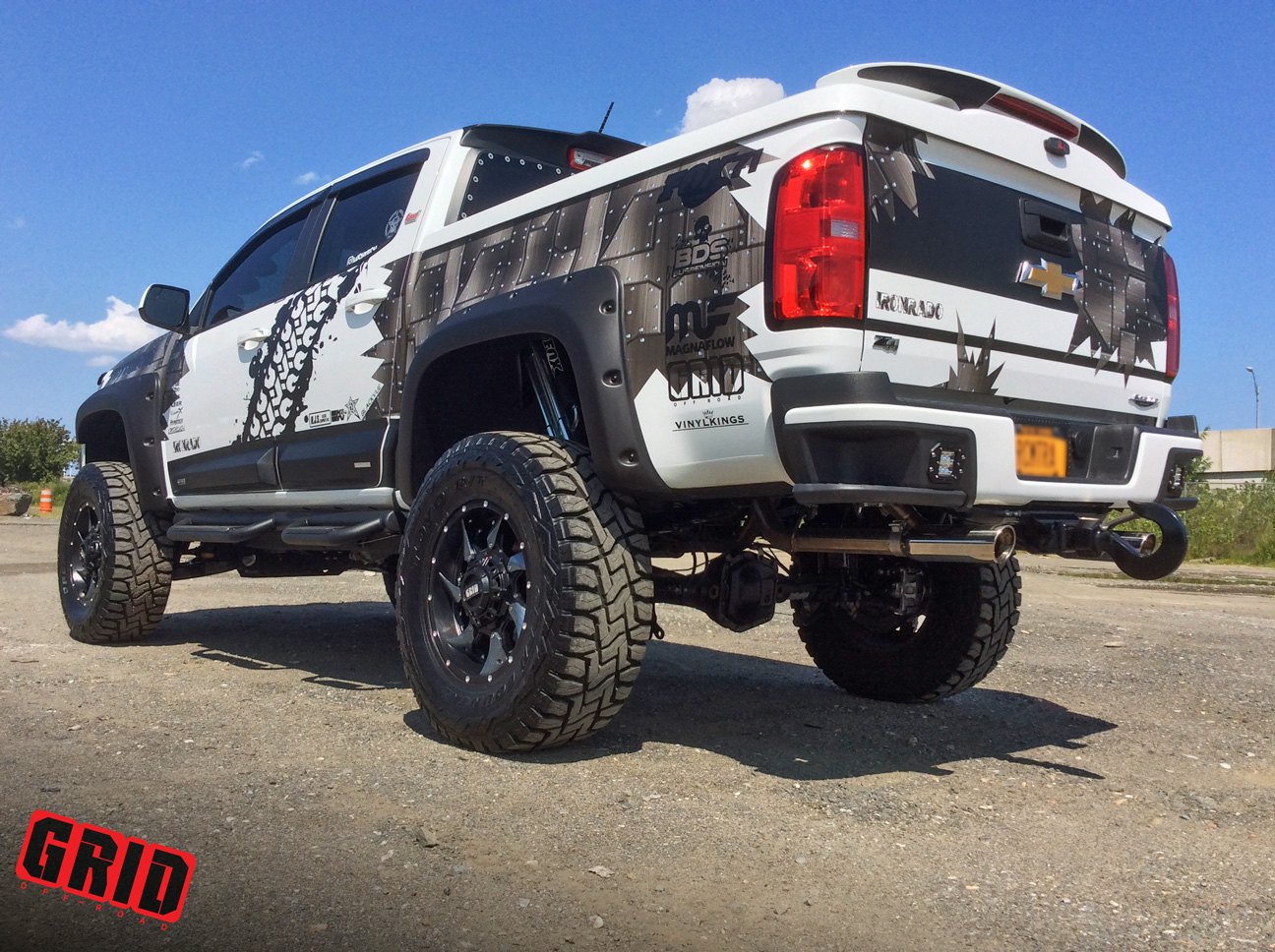 Rear Spoiler with Light on Custom Painted Chevy Colorado - Photo by Grid Off-Road