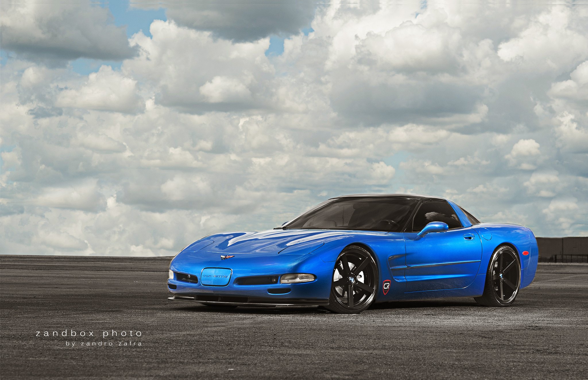 Custom Front Lip on Blue Chevy Corvette - Photo by zandbox