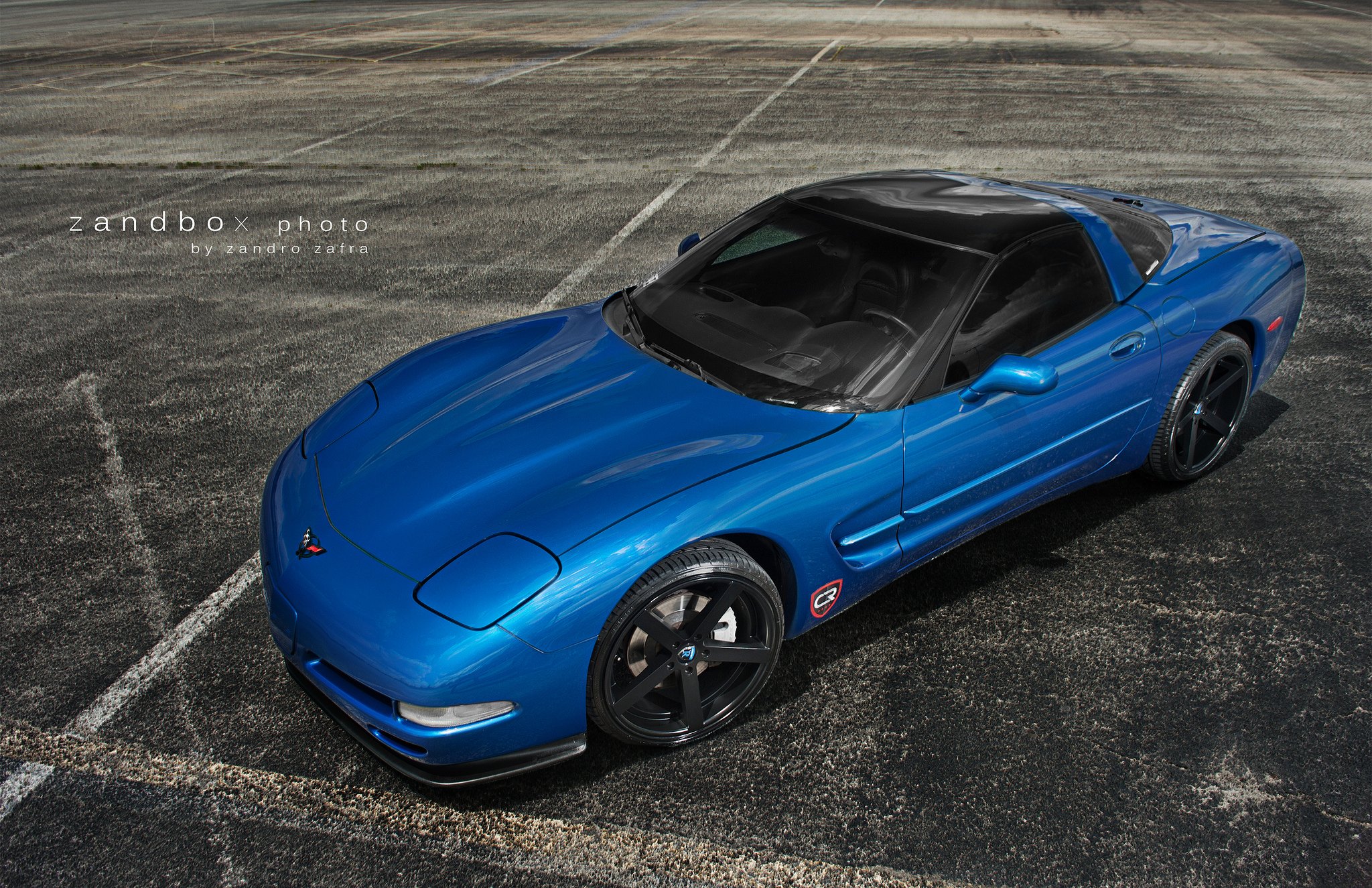 Matte Black Rohana Rims on Blue Chevy Corvette - Photo by zandbox