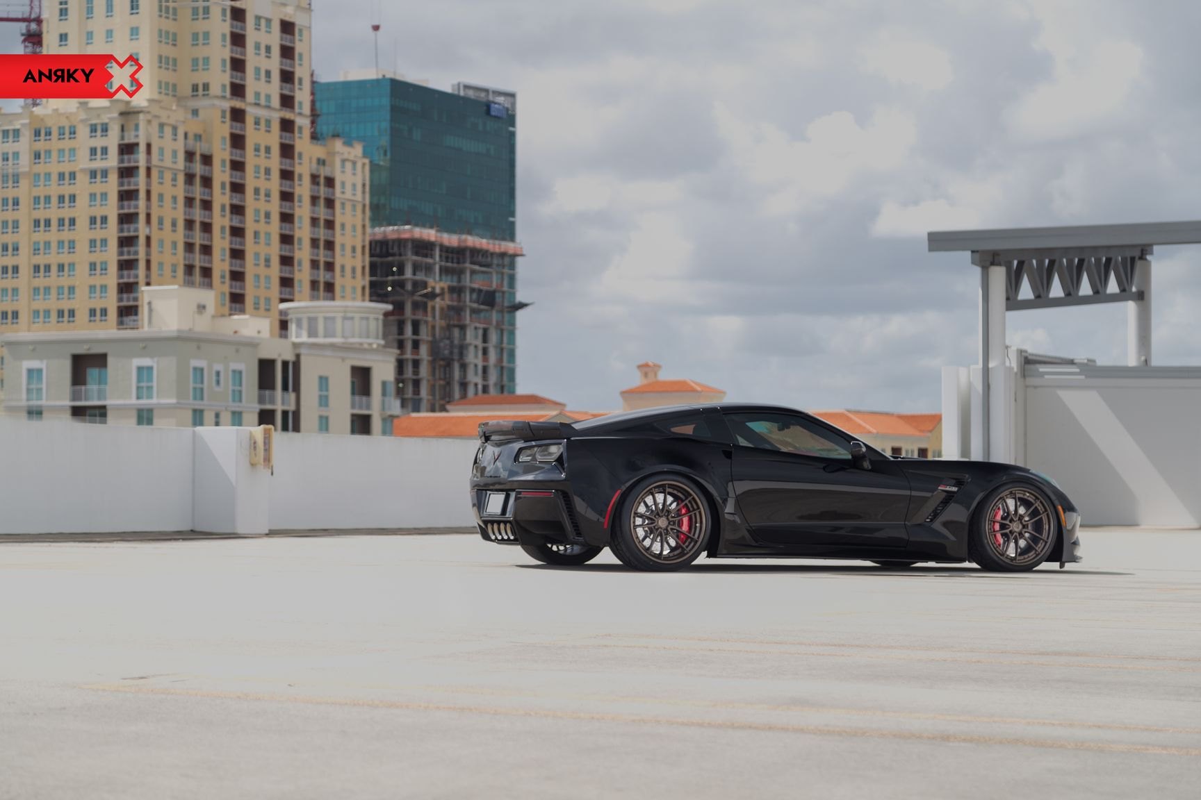 Anrky Rims with Red Brakes on Black Chevy Corvette - Photo by Anrky Wheels