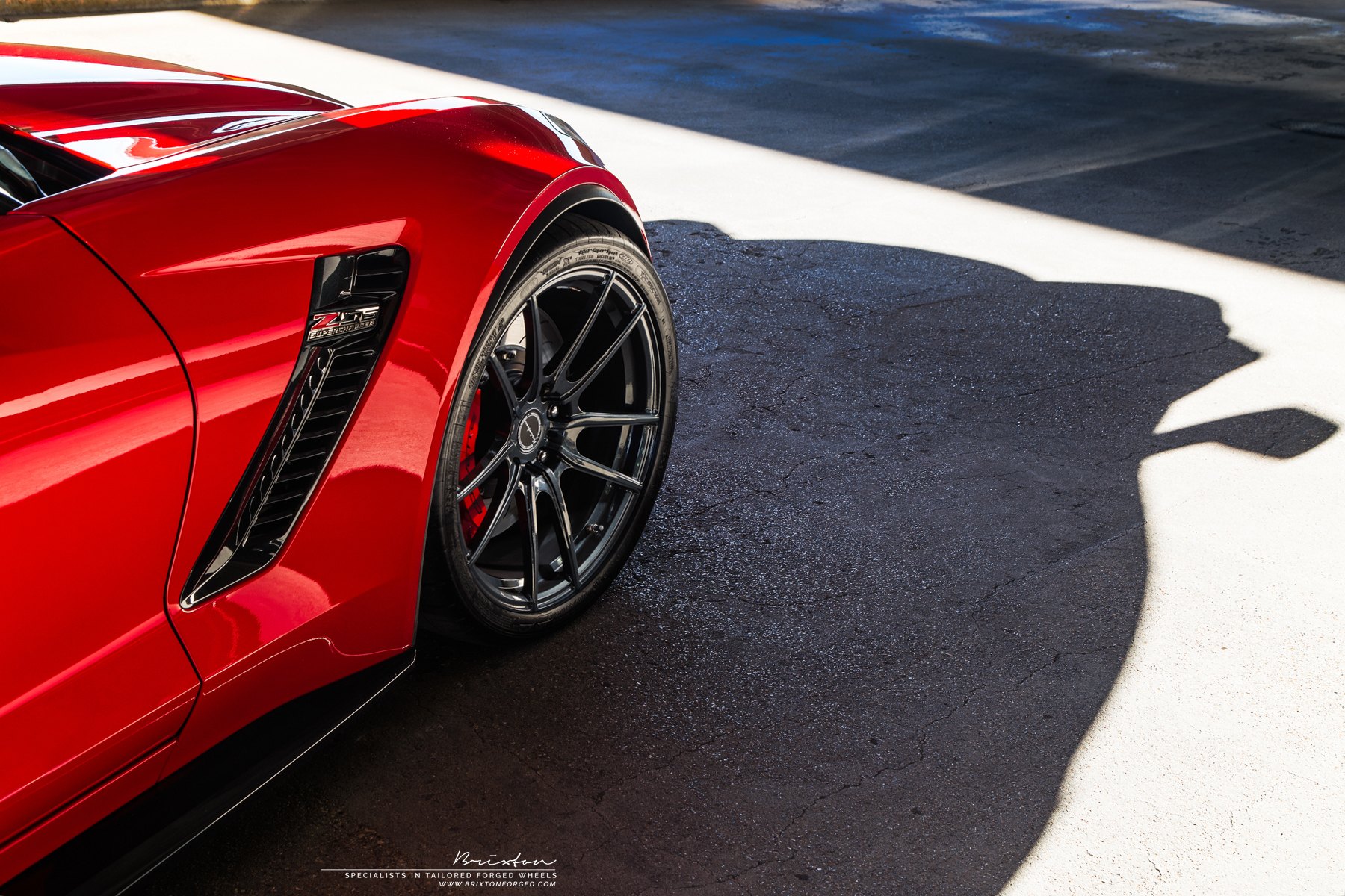 Red Chevy Corvette Z06 with Brixton Forged Wheels - Photo by Brixton Forged Wheels