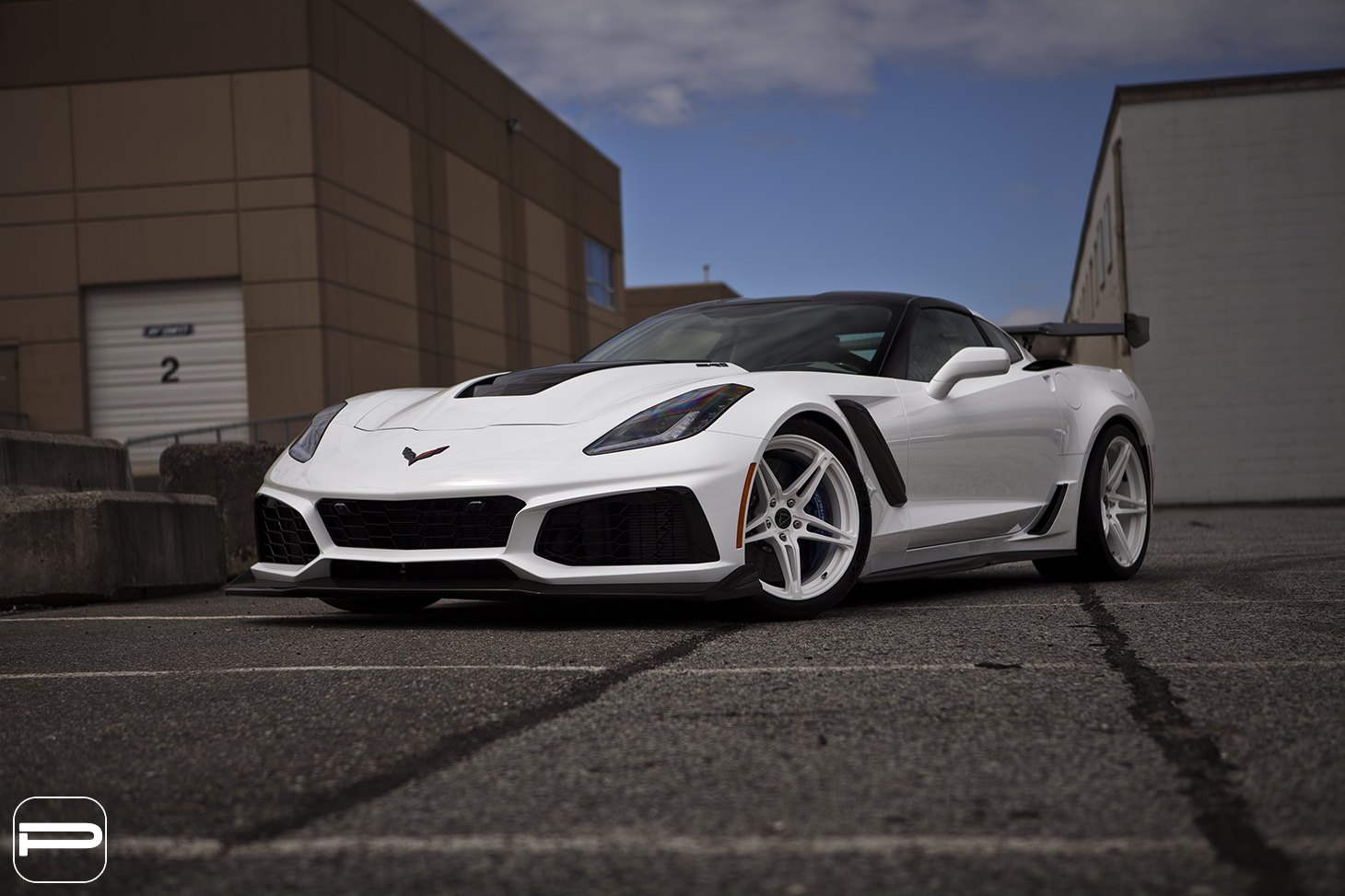 Dark Smome LED Headlights on White Chevy Corvette - Photo by PUR Wheels