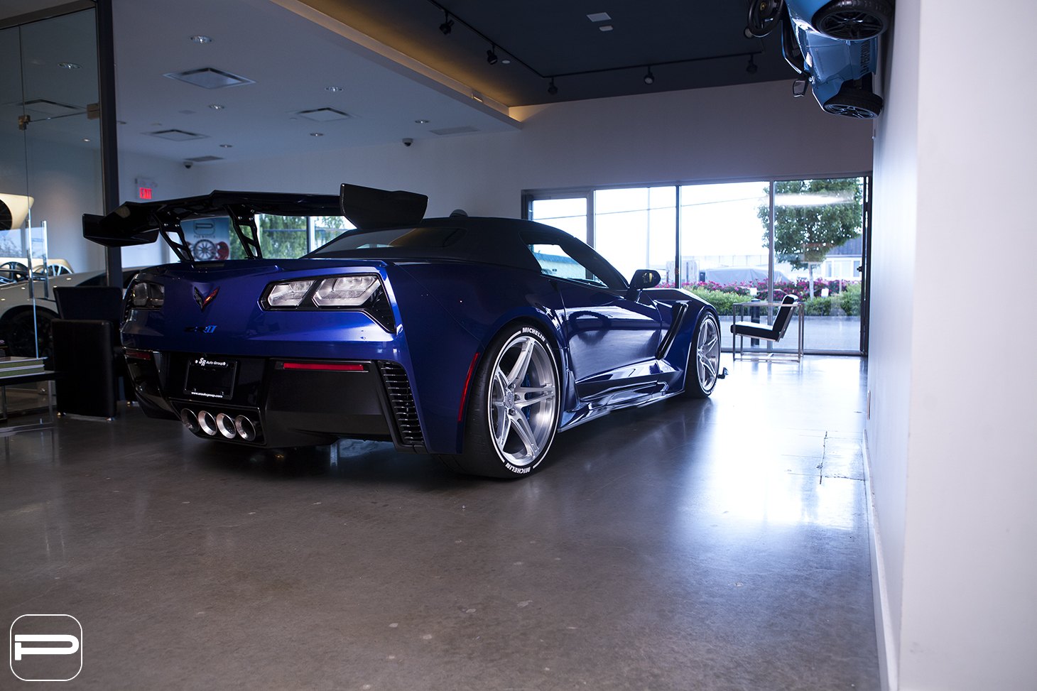 Custom Blue Chevy Corvette with Crystal Clear Taillights - Photo by PUR Wheels