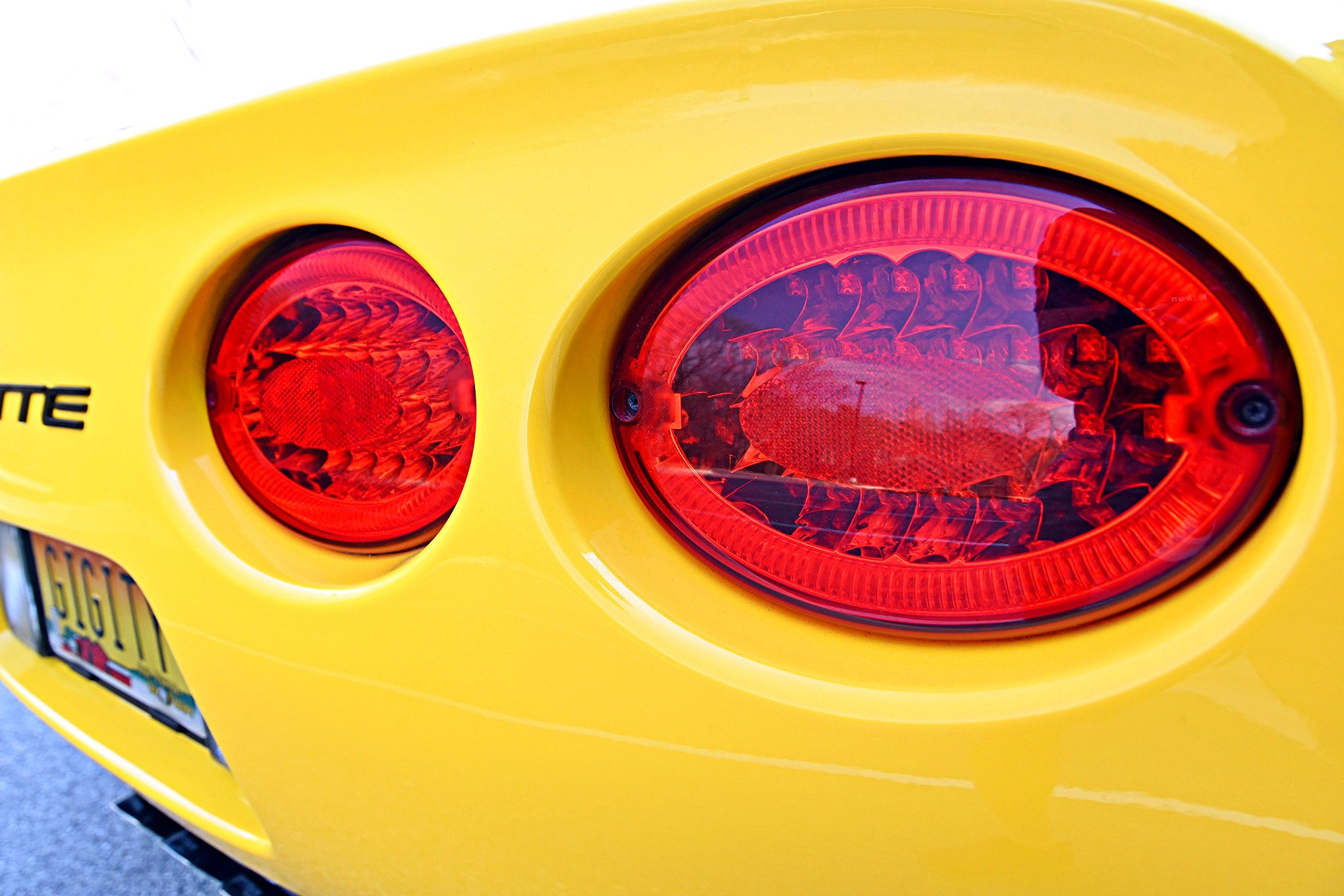 Yellow Chevy Corvette with Custom Red Taillights - Photo by Scotty Lachenauer