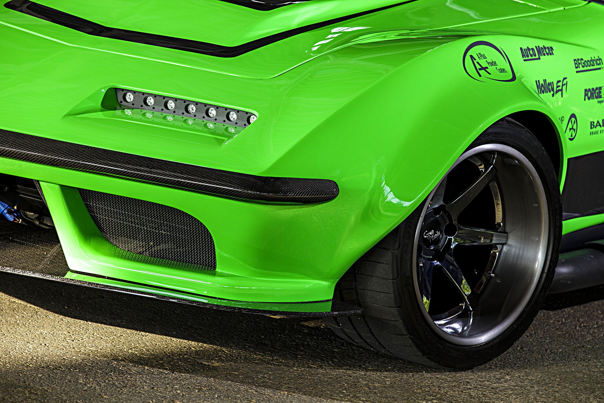 Carbon Fiber Front Bumper Lip on Green Chevy Corvette - Photo by Robert McGaffin
