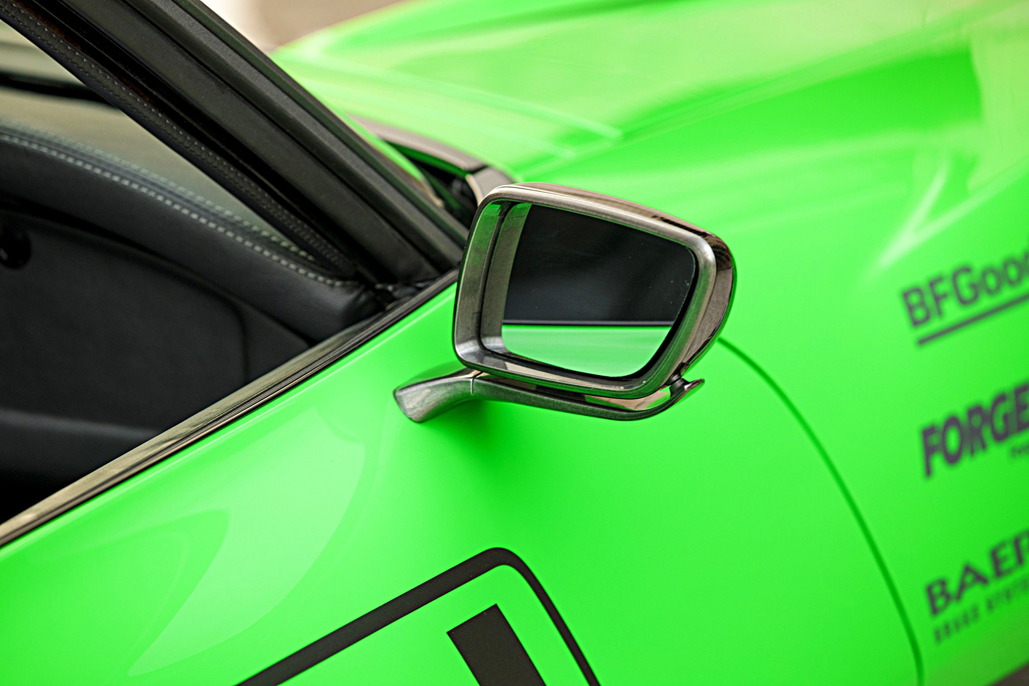 Green Debadged Chevy Corvette with Carbon Fiber Side Mirrors - Photo by Robert McGaffin