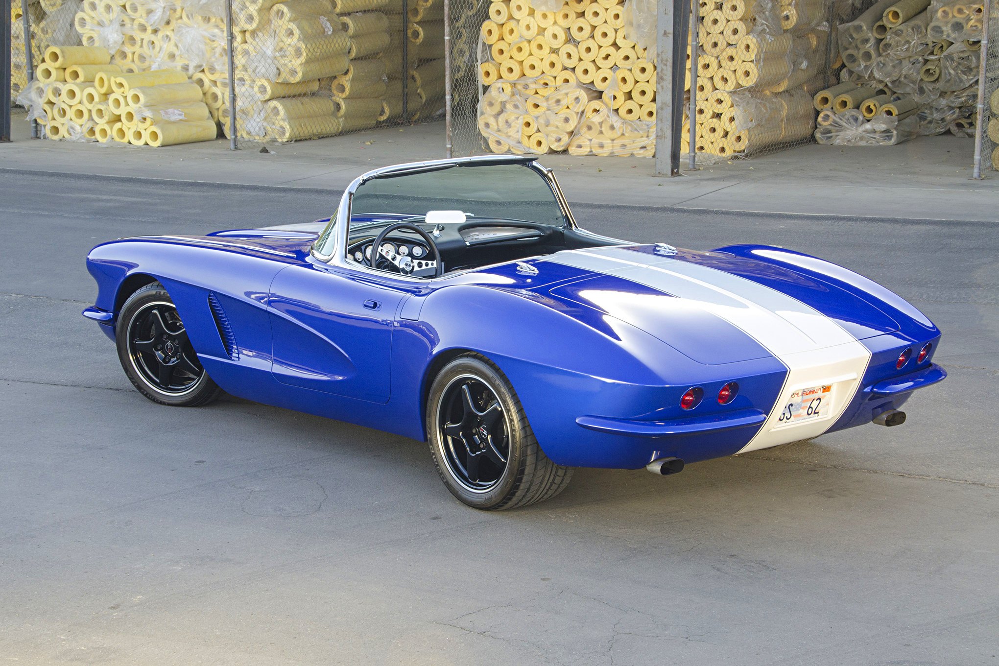 Blue Convertible Chevy Corvette with Aftermarket Side Scoops - Photo by Steve Temple