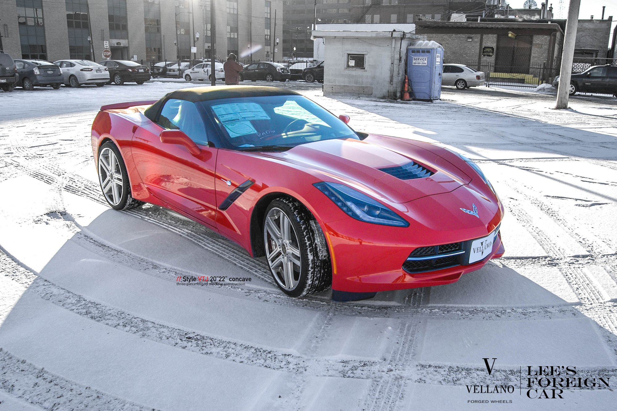 Vellano Forged Rims on Red Chevy Corvette - Photo by Vellano