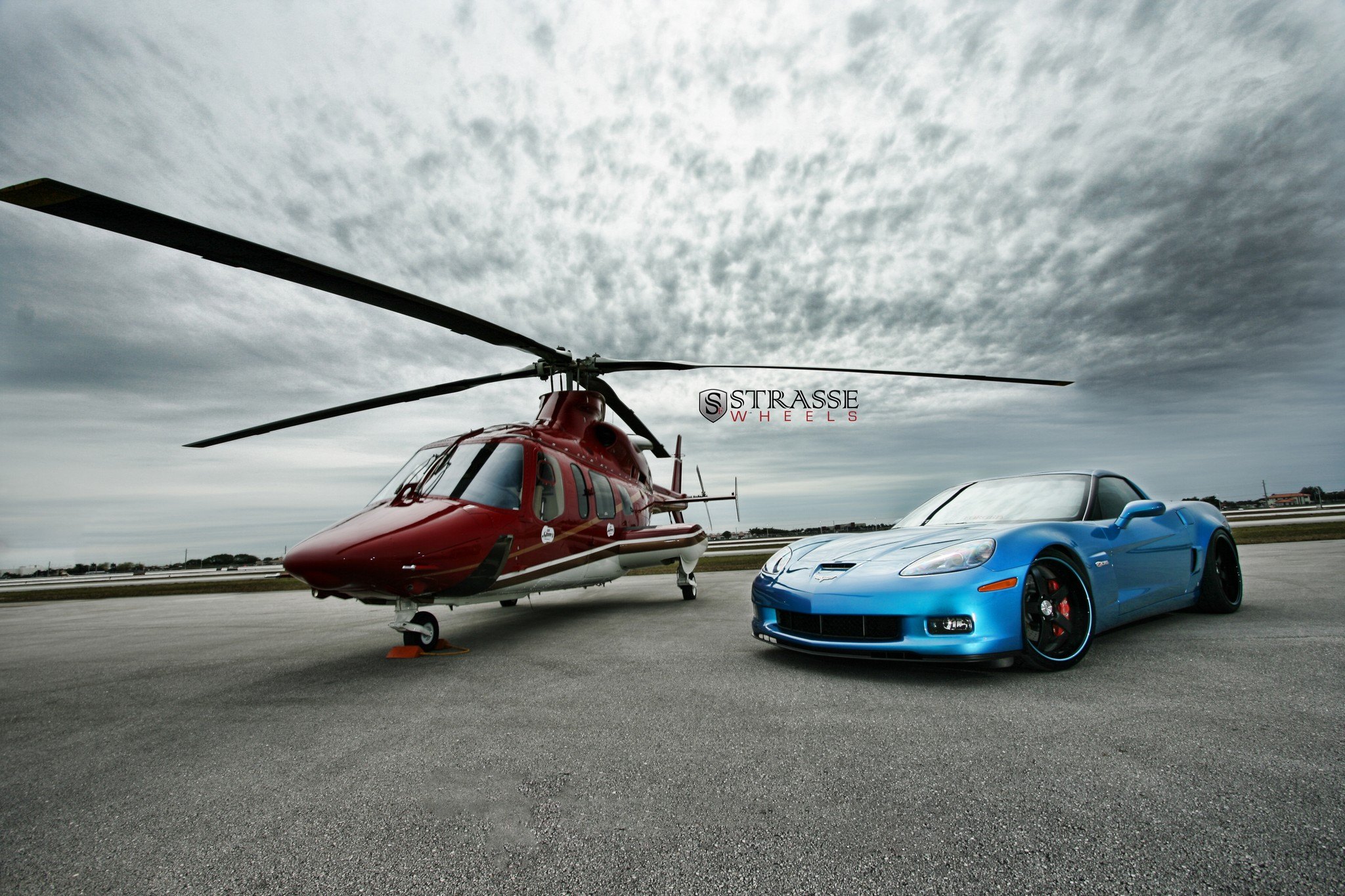 Blue Chevy Corvette with Custom Headlights - Photo by Strasse Forged