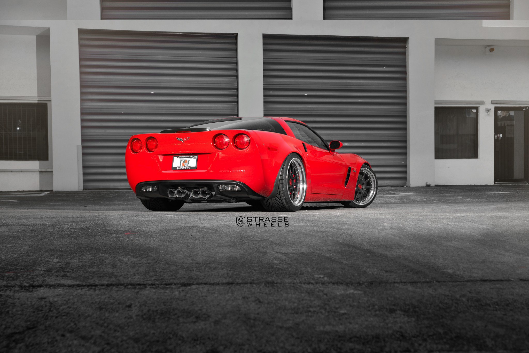 Custom Red Chevy Corvette Rear Diffuser - Photo by Strasse Forged