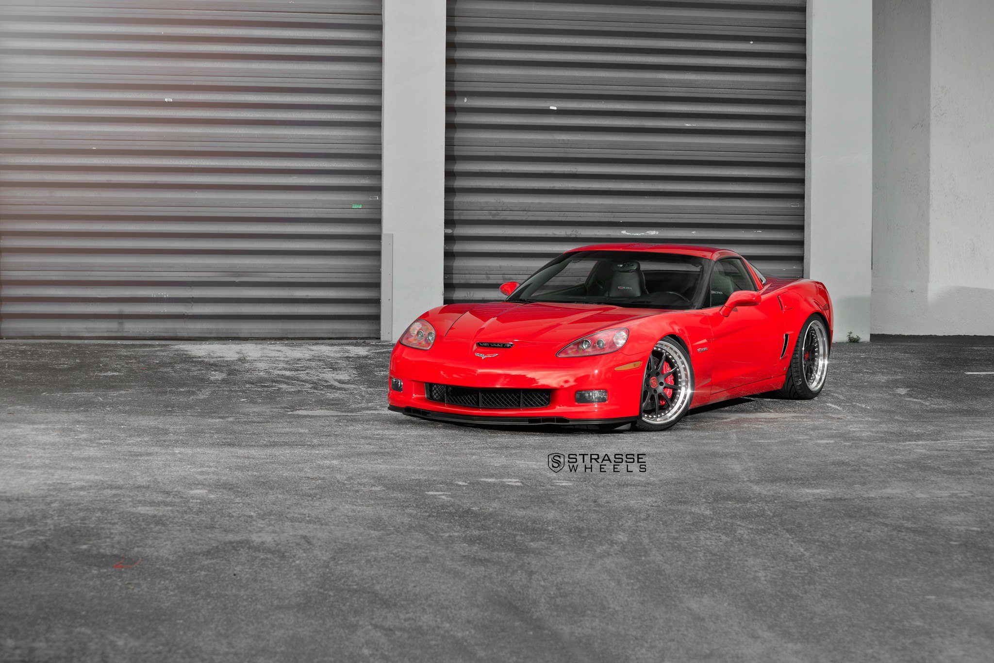 Red Chevy Corvette Z06 with Custom Headlights - Photo by Strasse Forged