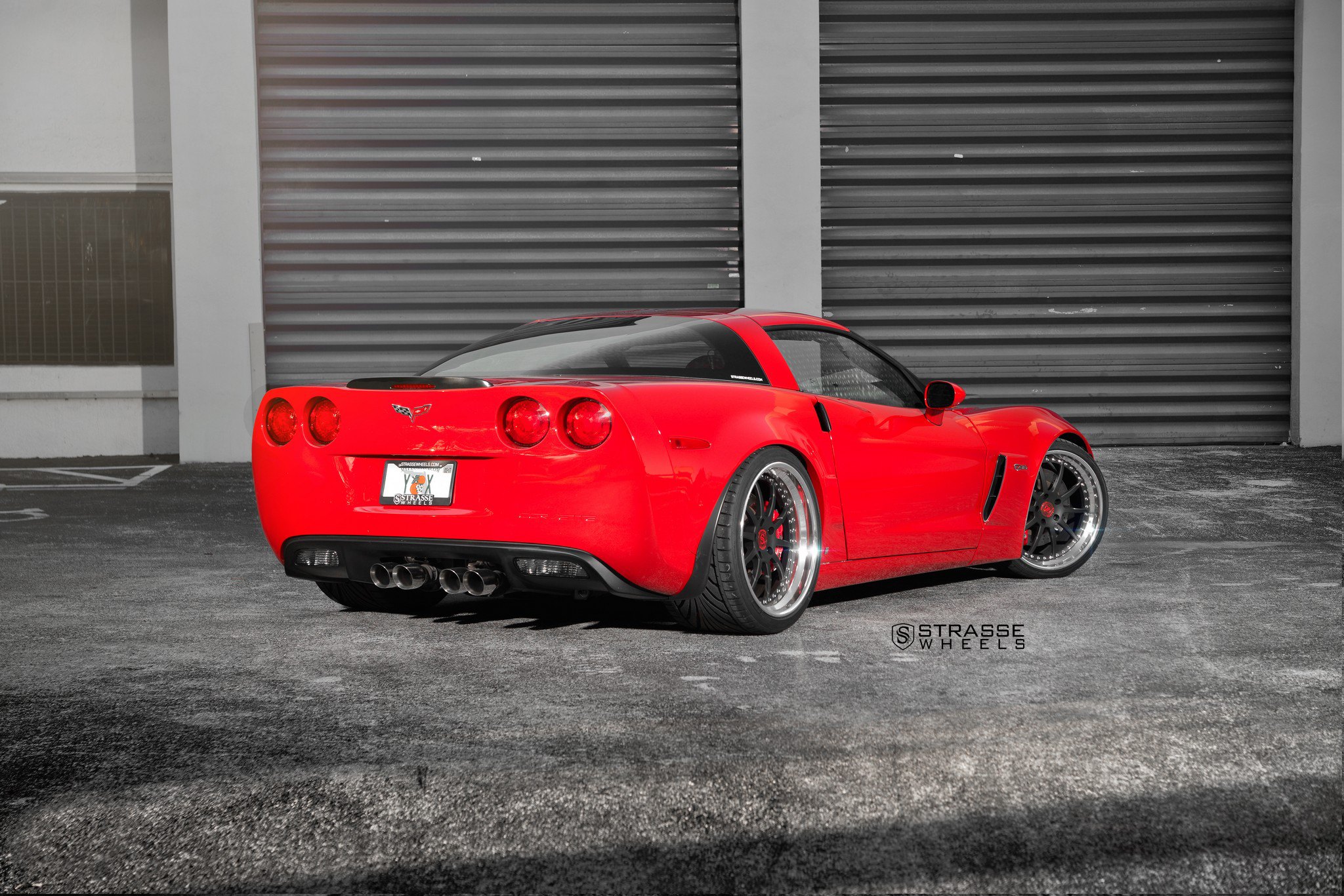 Strasse Wheels on Custom Red Chevy Corvette - Photo by Strasse Forged