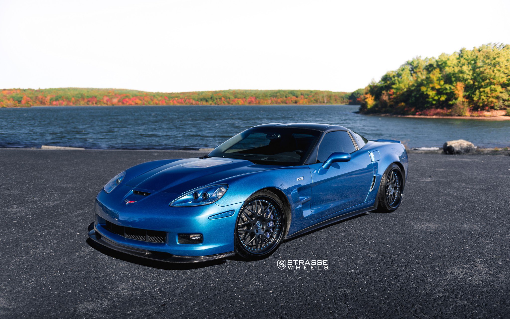 Carbon Fiber Front Bumper Lip Spoiler on Chevy Corvette - Photo by Strasse Forged