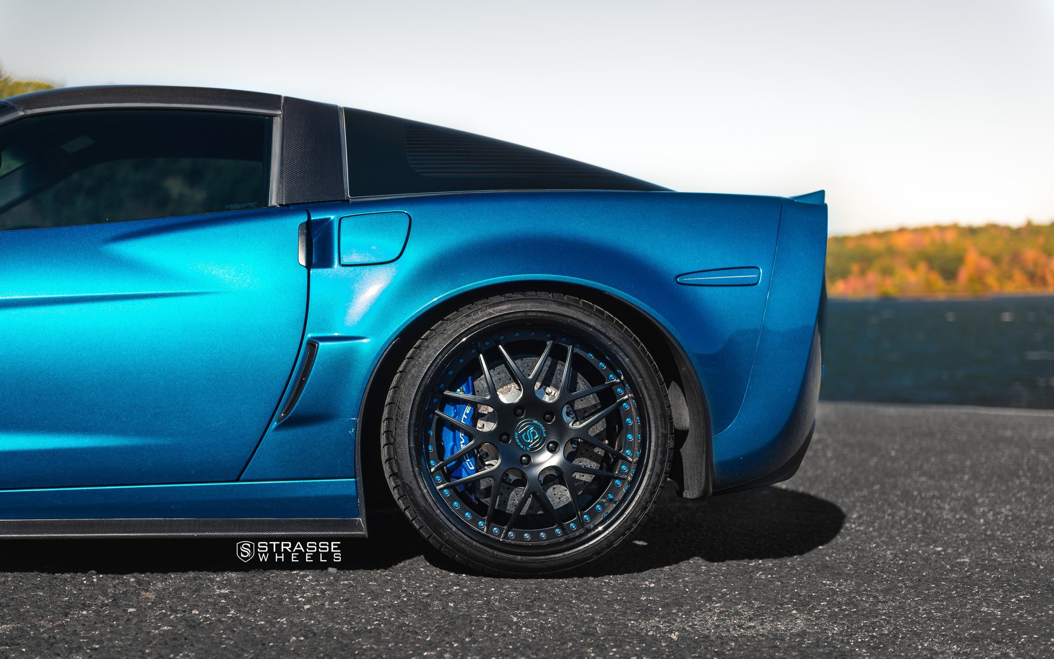 Blue Chevy Corvette ZR1 Carbon Fiber Side Skirts - Photo by Strasse Forged