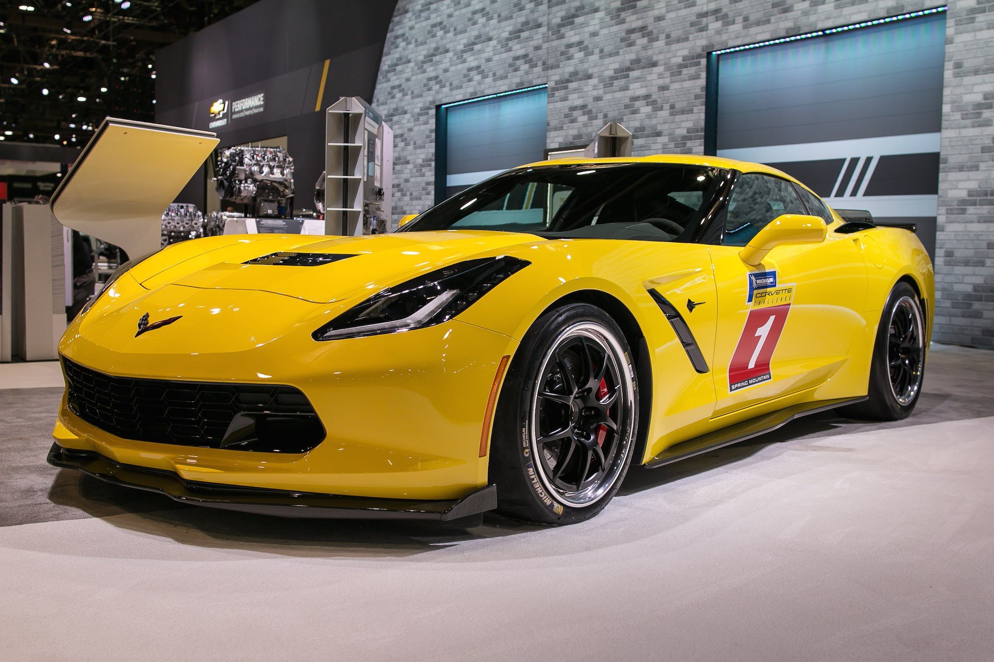 Yellow Debadged Chevy Corvette with Carbon Fiber Front Lip - Photo by Forgeline Motorsports