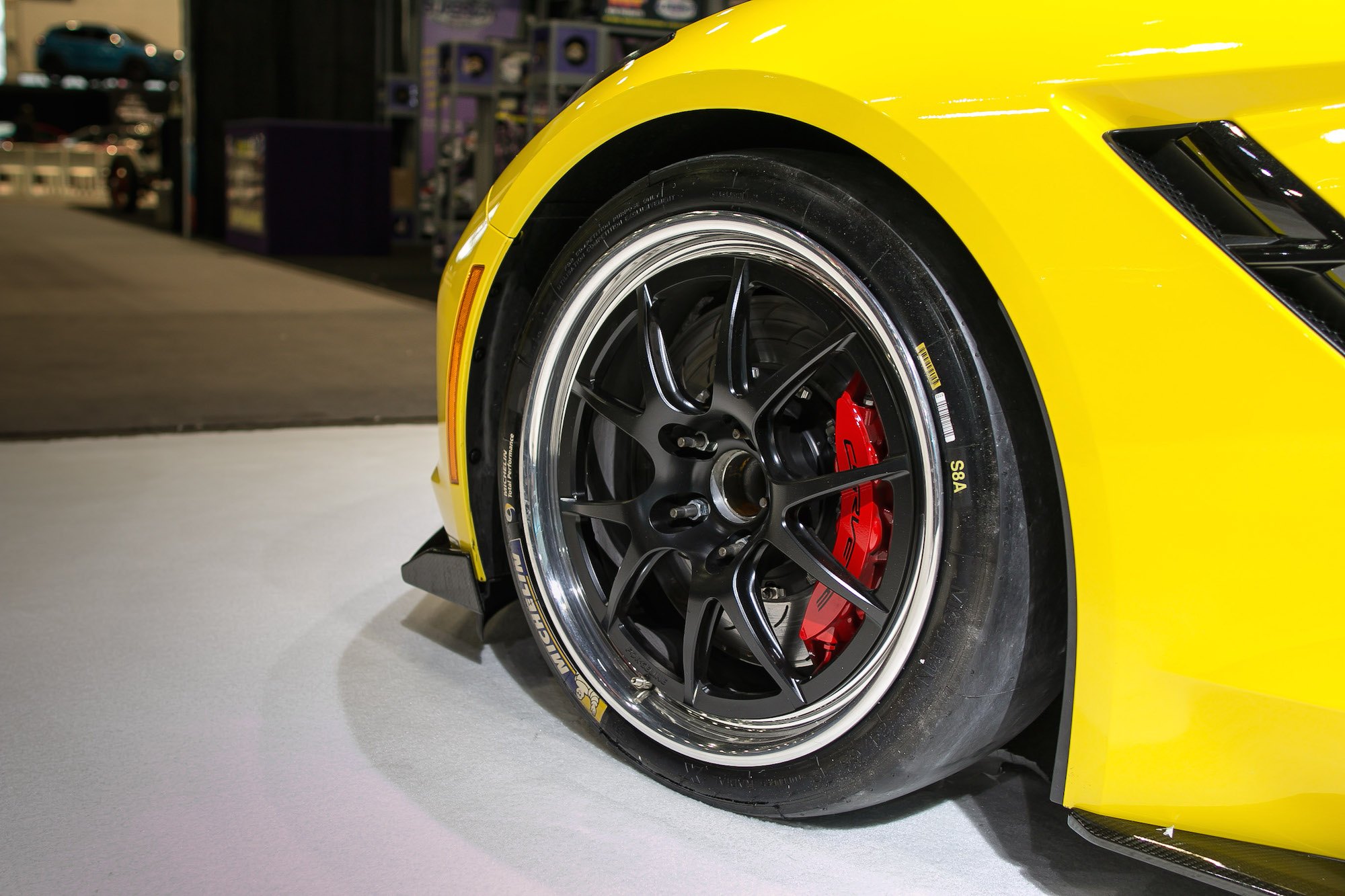 Custom Yellow Chevy Corvette on Michelin Tires - Photo by Forgeline Motorsports