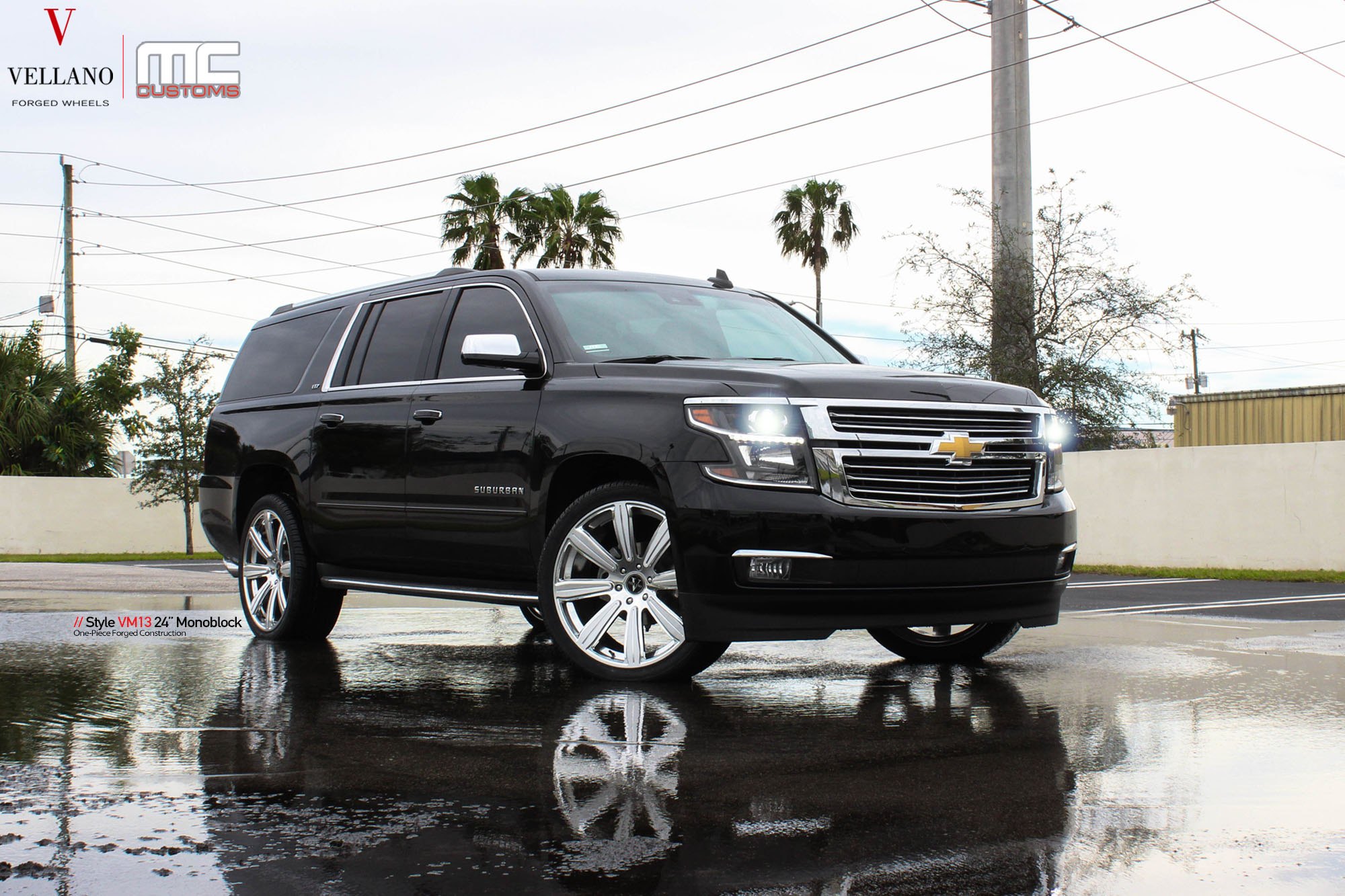 Chrome Billet Grille on Black Chevy Tahoe - Photo by Vellano