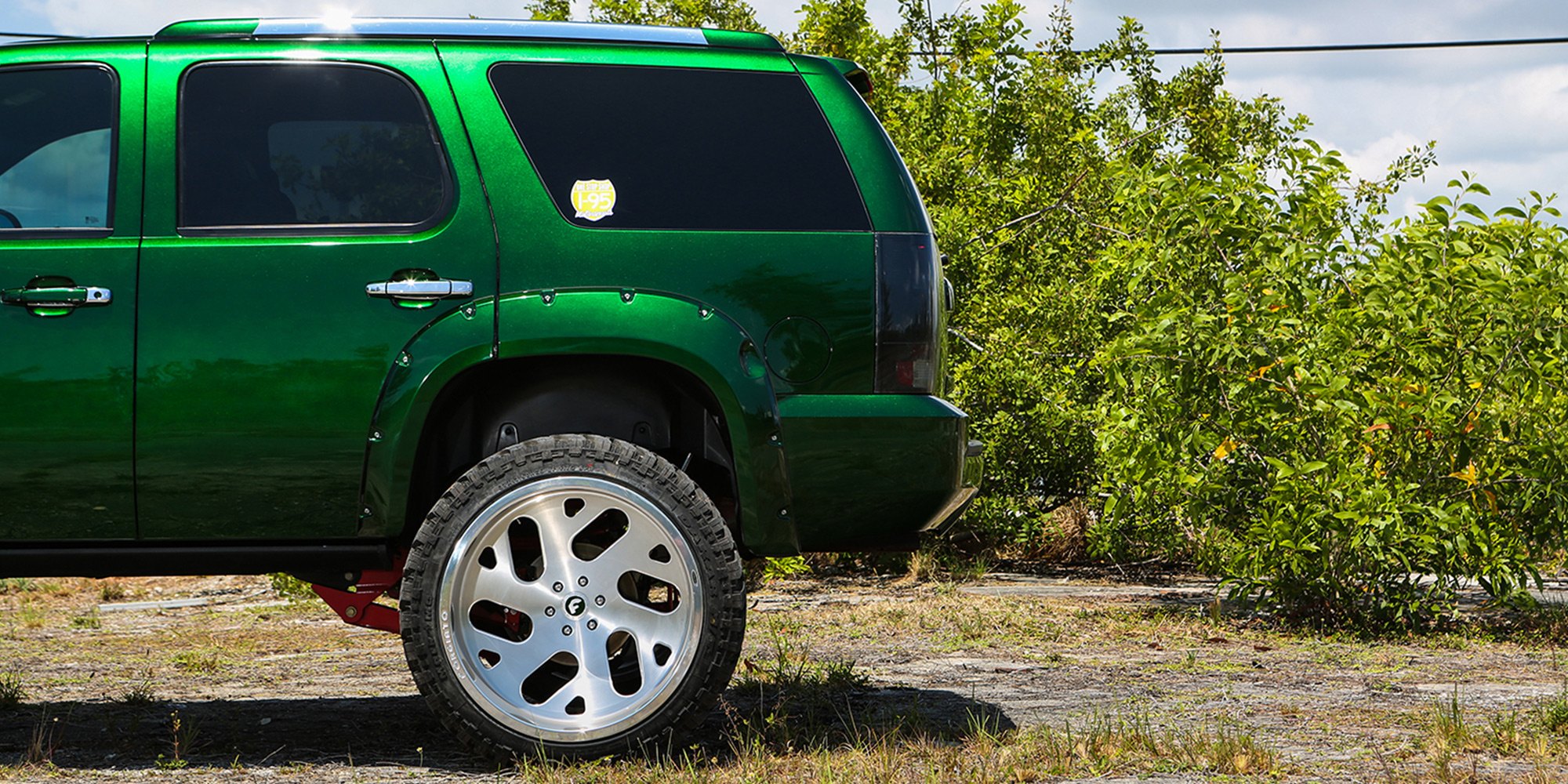 Alligator Green Chevy Tahoe on 37" Off-road Wheels - Photo by Forgiato