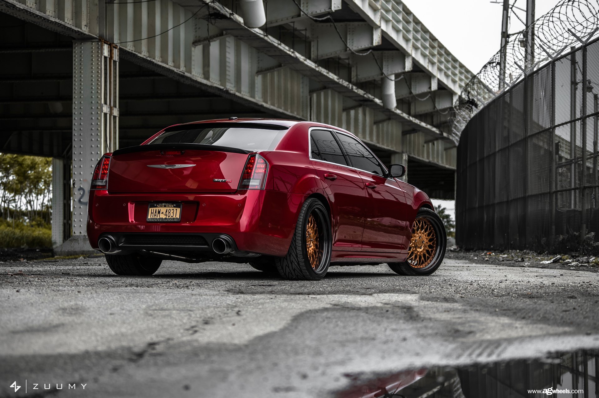 Factory Style Rear Spoiler on Red Chrysler 300 - Photo by Avant Garde Wheels