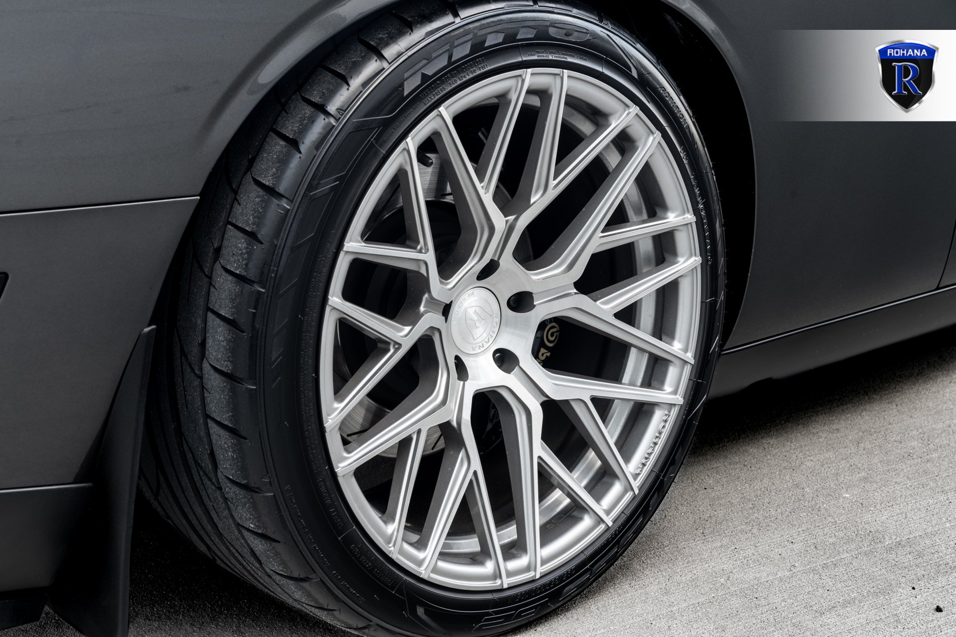 Nitto Tires on Custom Gray Dodge Challenger - Photo by Rohana Wheels