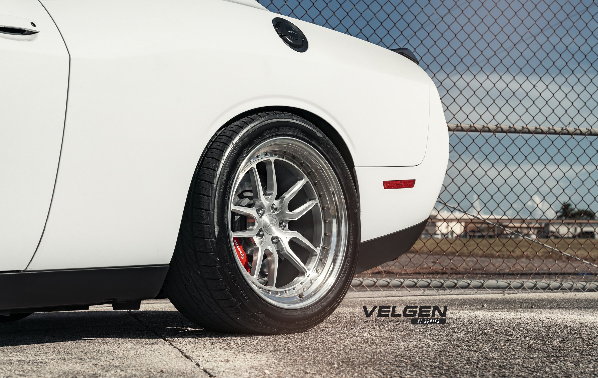 White Dodge Challenger SRT with Custom Velgen Wheels - Photo by Velgen Wheels