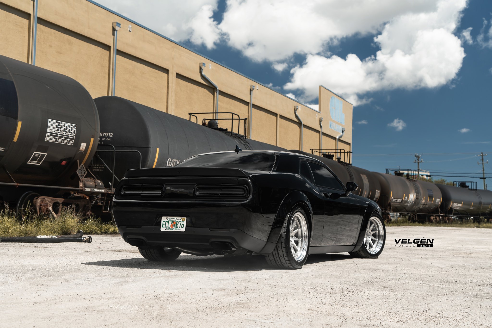 Custom Black Dodge Challenger Rear Spoiler - Photo by Velgen Wheels