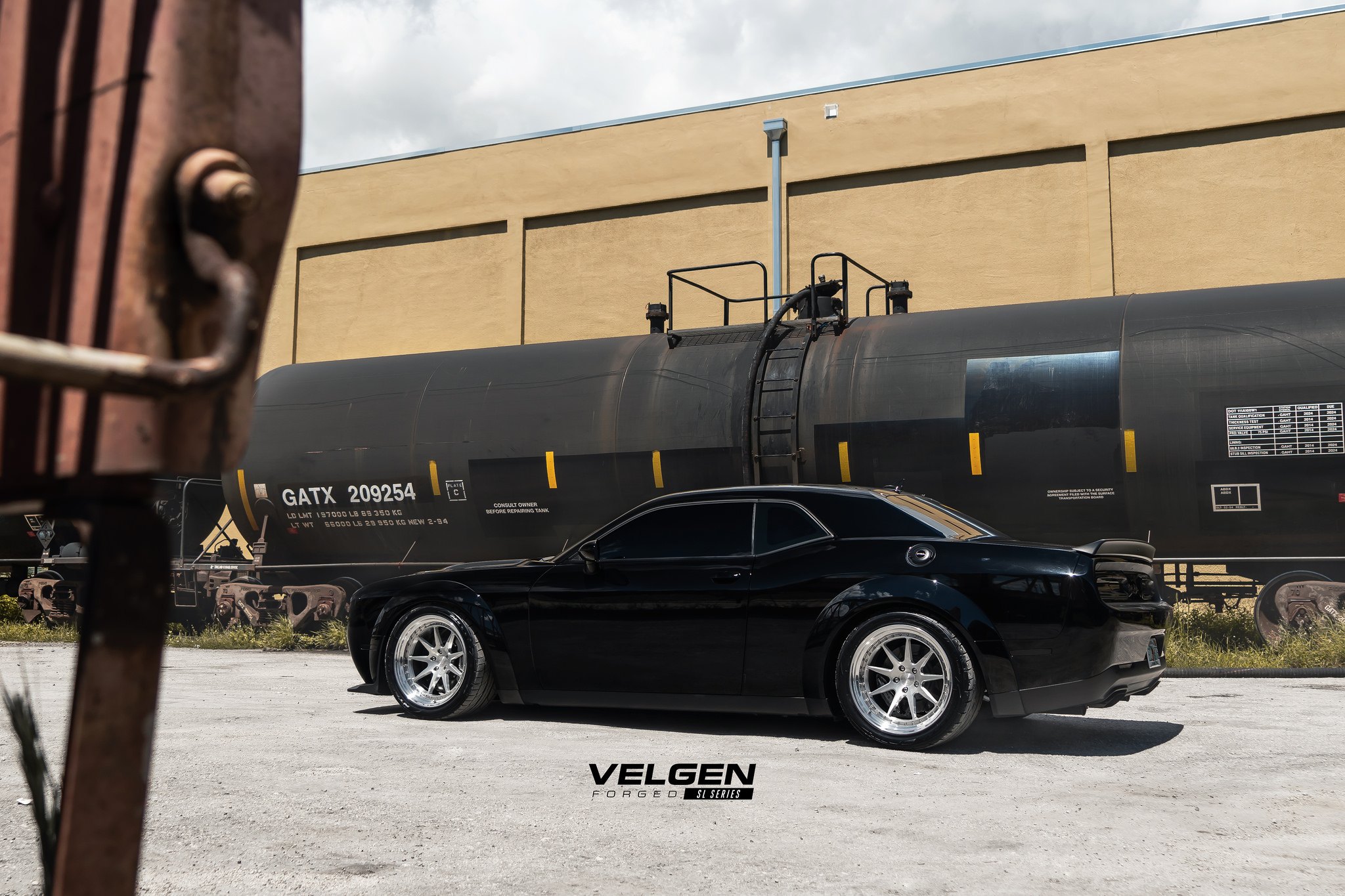 Velgen SL Series Rims on Black Dodge Challenger - Photo by Velgen Wheels