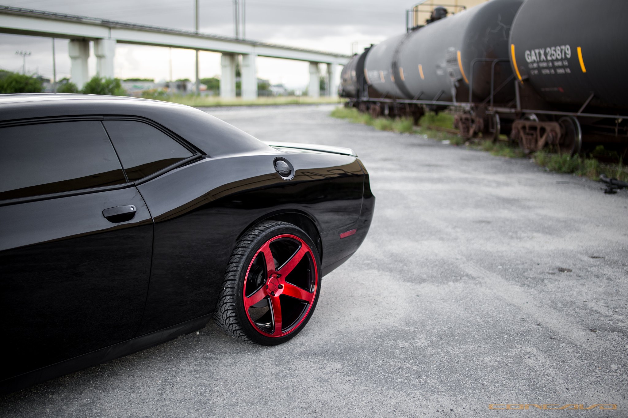 Dodge Challenger On Red Concavo Rims - Photo by Concav