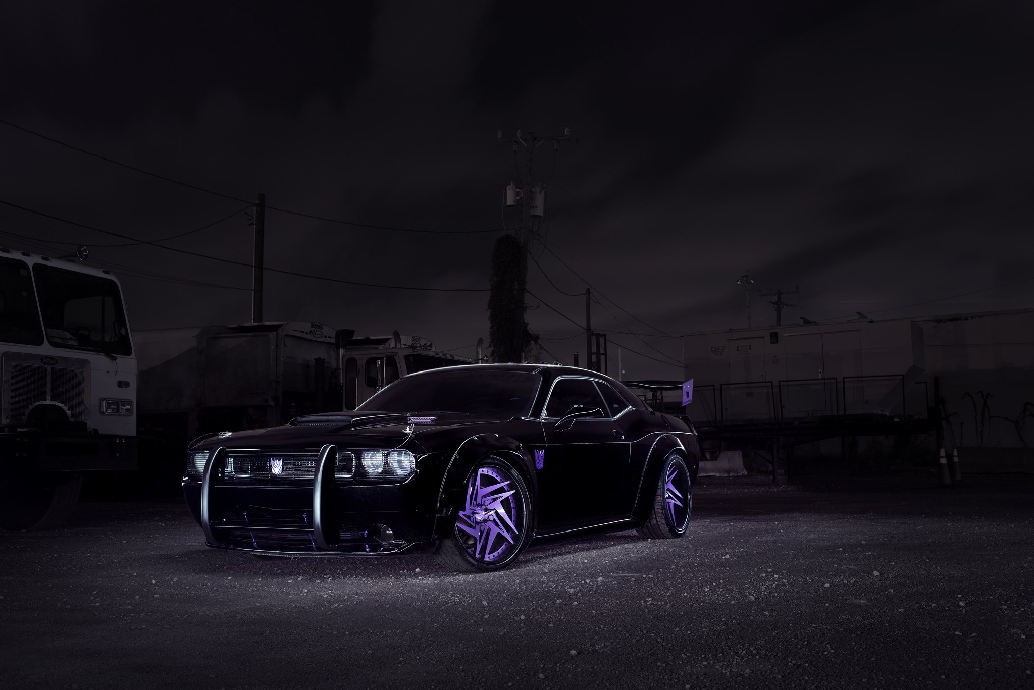Custom Black Dodge Challenger with Purple Zaggs DUB Rims - Photo by DUB