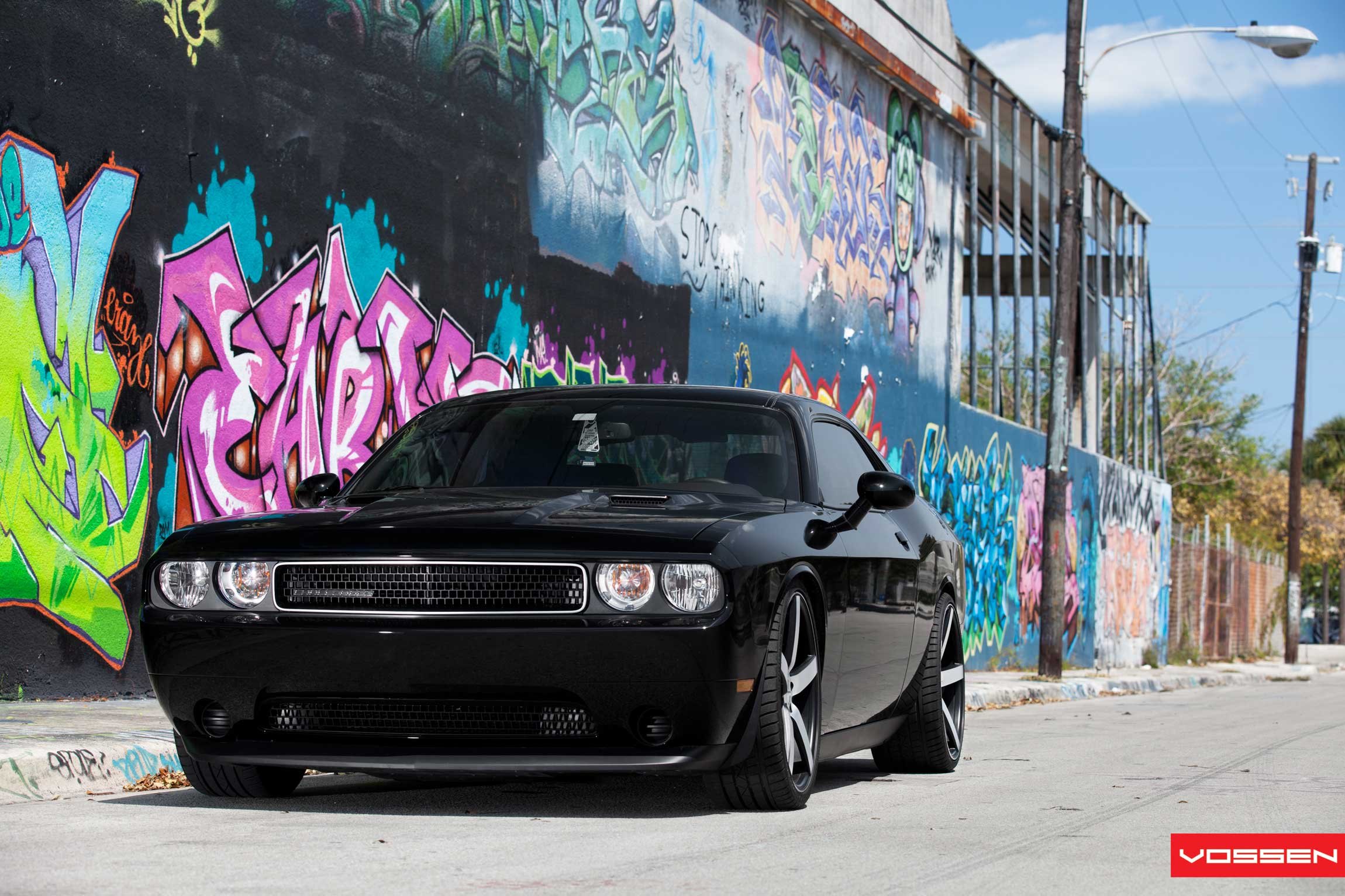 Custom Hood with Air Vents on Dodge Challenger - Photo by Vossen