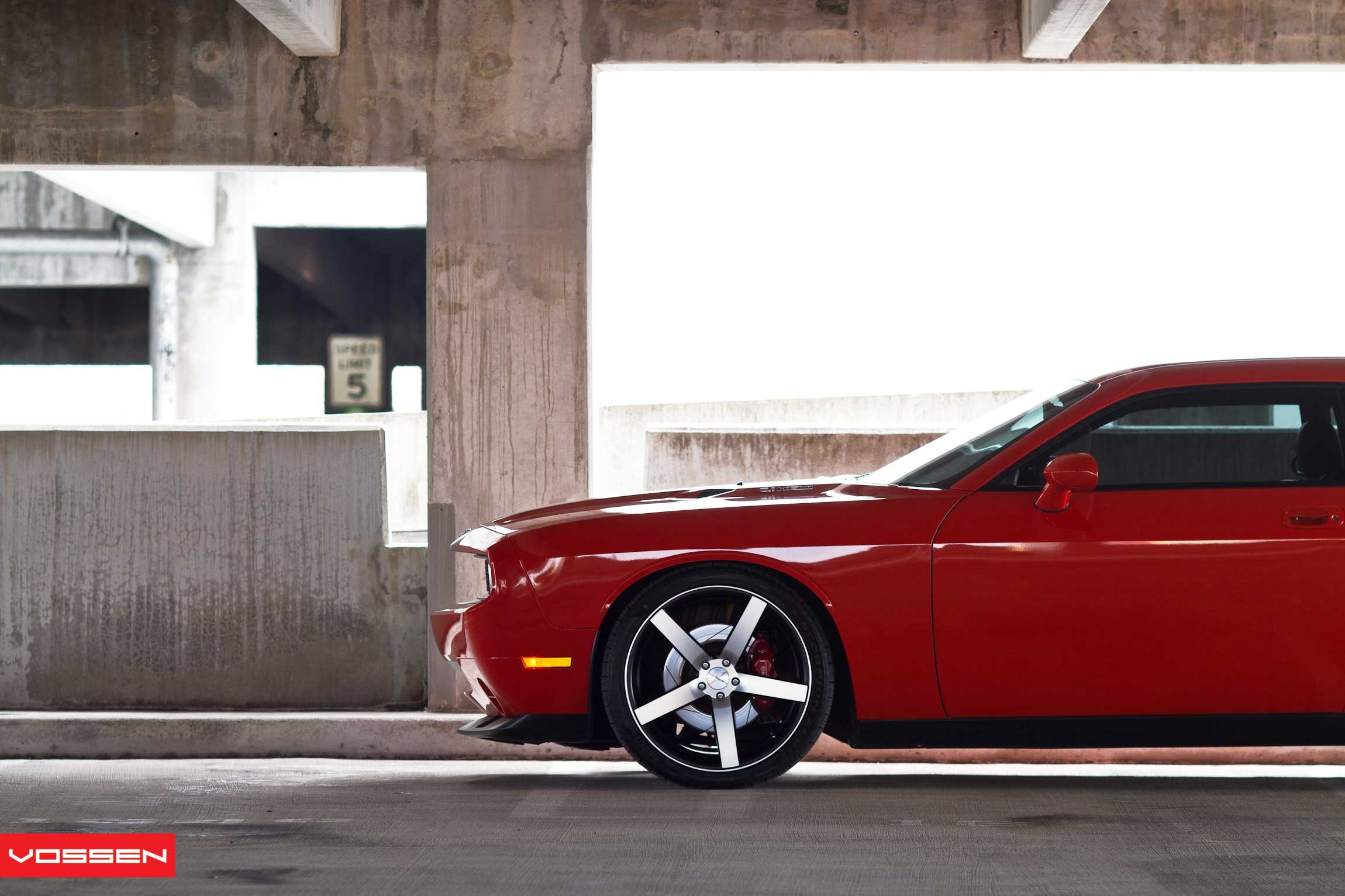 Red Dodge Challenger with 22 Inch Vossen Wheels - Photo by Vossen