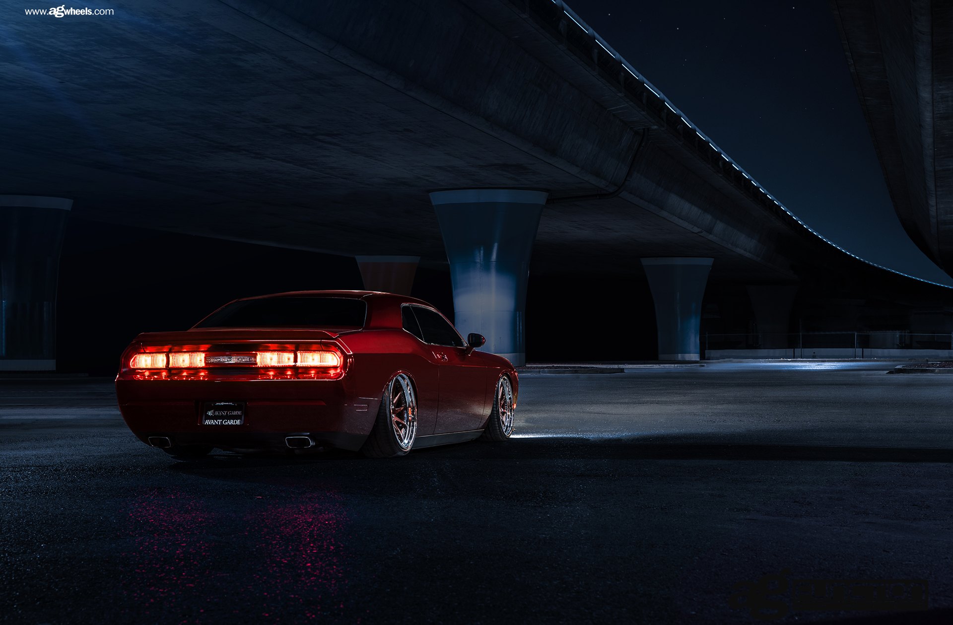 Custom Red Dodge Challenger Rear Diffuser - Photo by Avant Garde Wheels