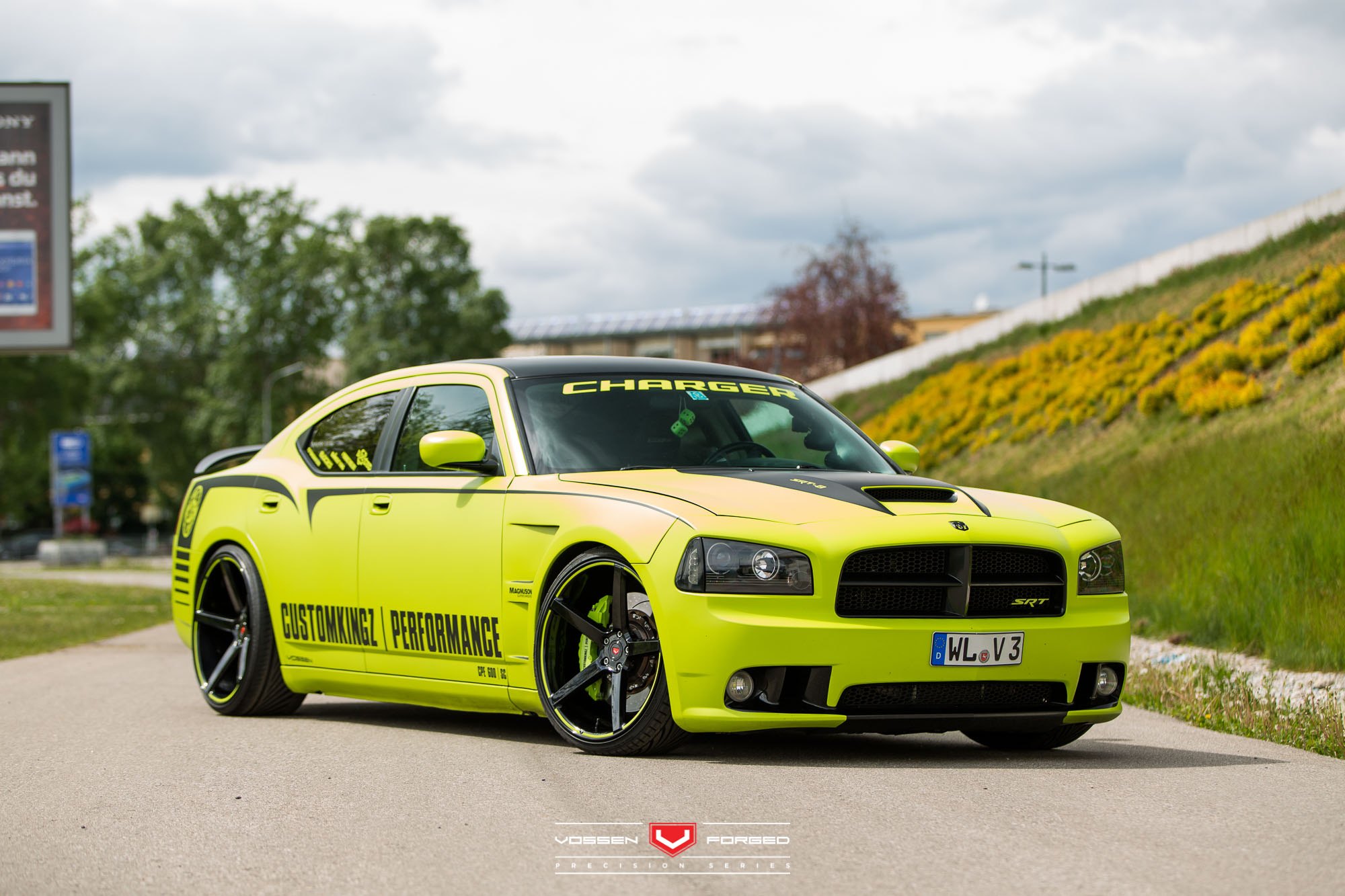Custom Lime Yellow Dodge Charger SRT - Photo by Vossen