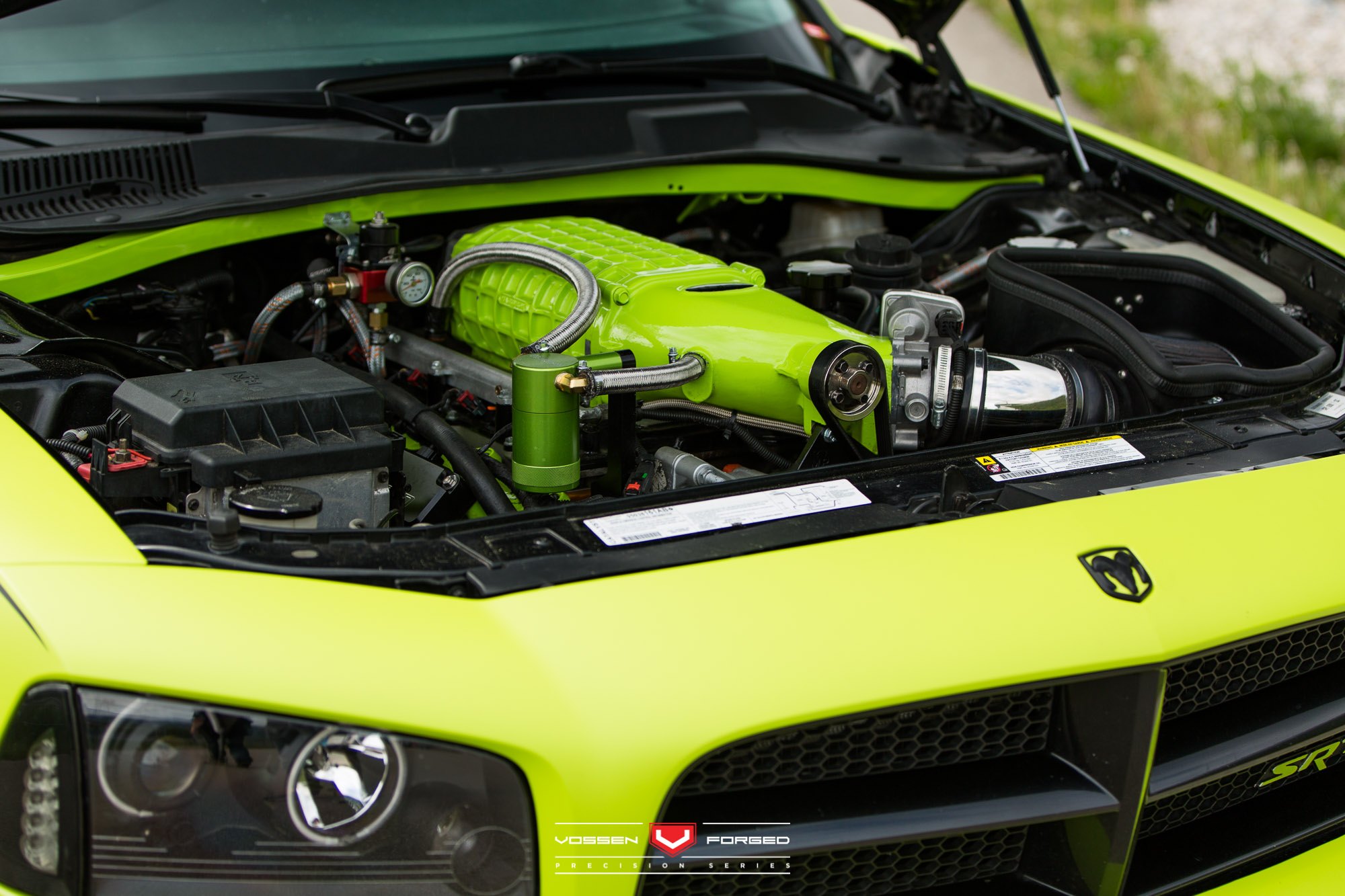 Custom Painted Engine Head on Dodge Charger Engine - Photo by Vossen