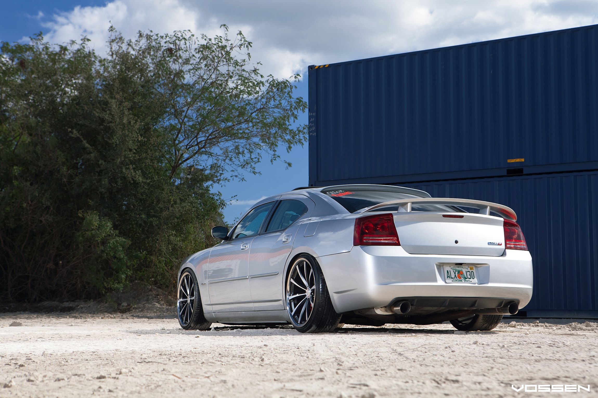 Chrome Vossen Wheels on Silver Dodge Charger - Photo by Vossen