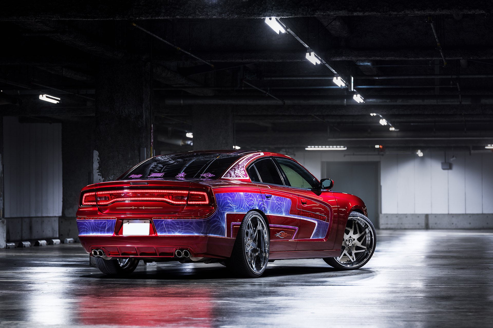 Red Dodge Charger with Custom Rear Diffuser - Photo by Forgiato