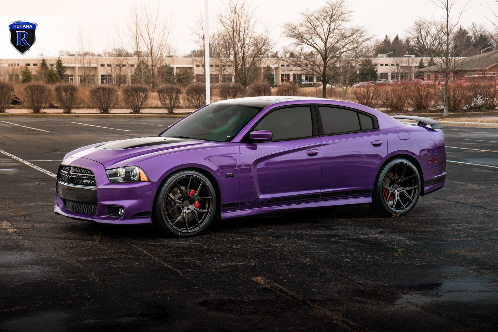 Purple Dodge Charger SRT with Gloss Black Rohana Rims - Photo by Rohana Wheels