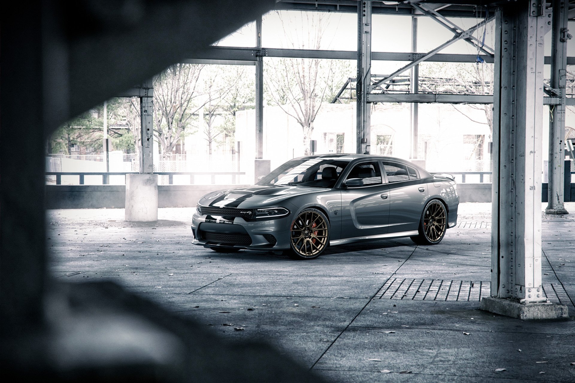 Custom Gray Dodge Charger SRT on Michelin Tires - Photo by Forgiato