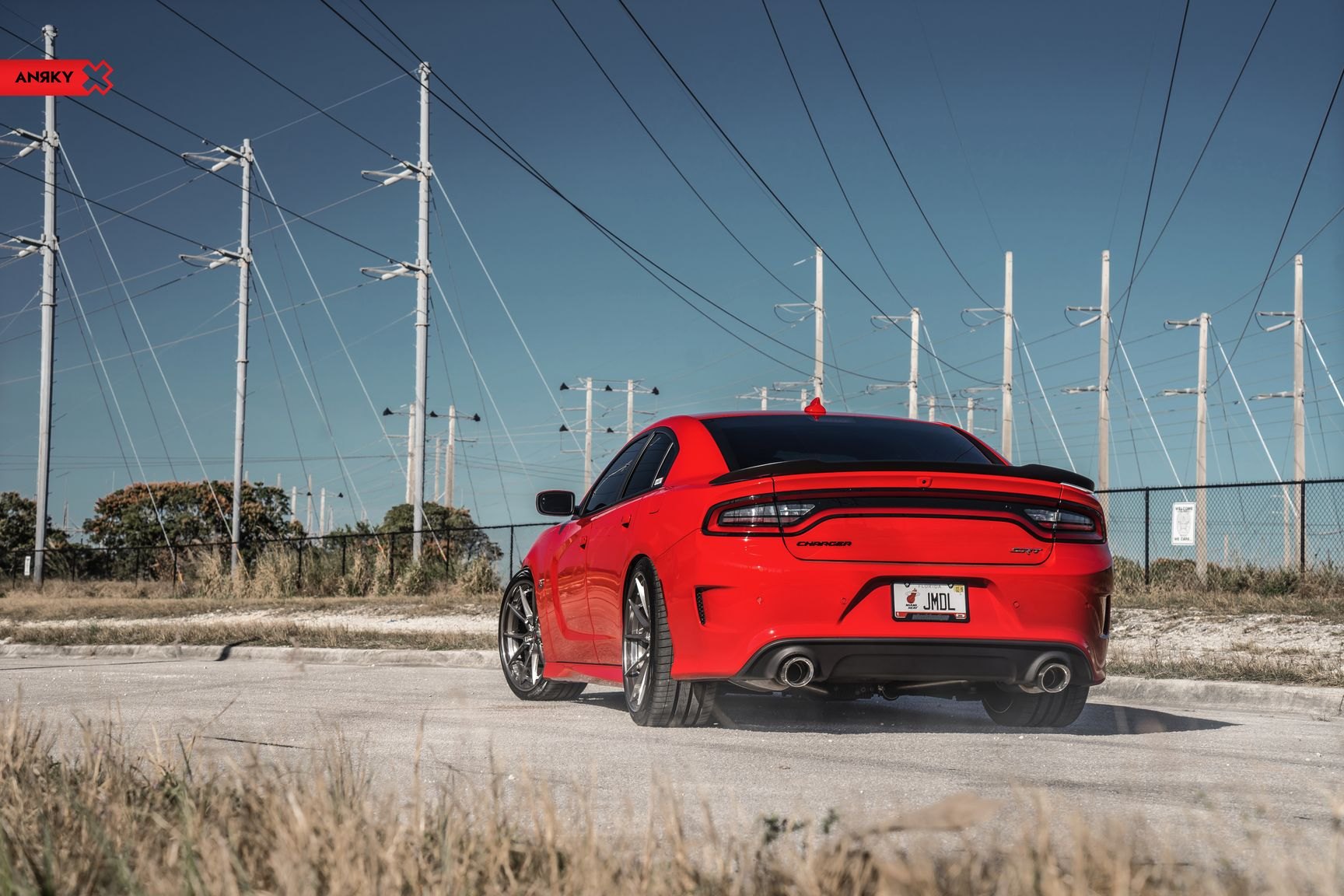 Red Dodge Charger with Aftermarket Rear Diffuser - Photo by Anrky Wheels