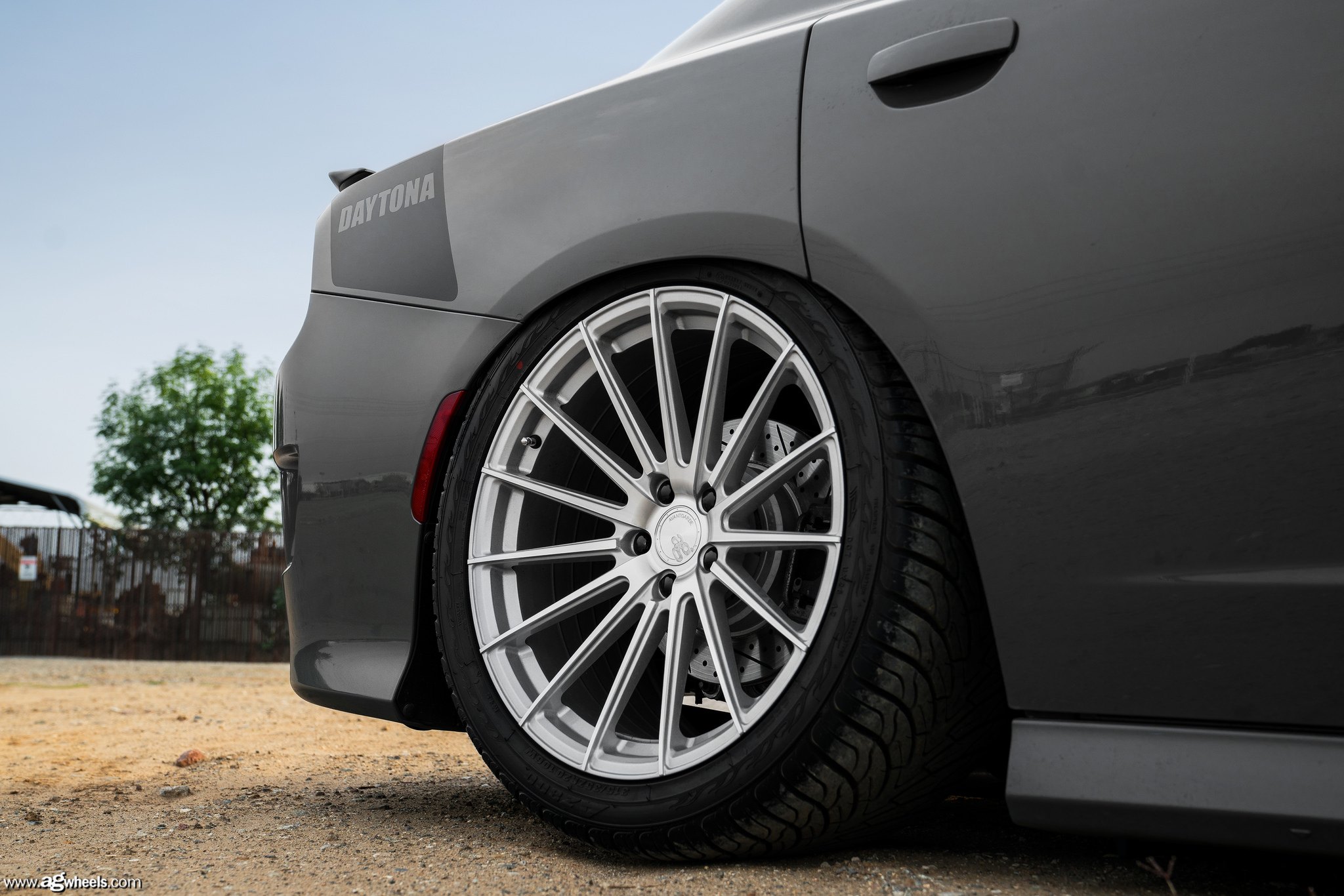 Chrome Avant Garde Wheels on Gray Dodge Charger - Photo by Avant Garde Wheels