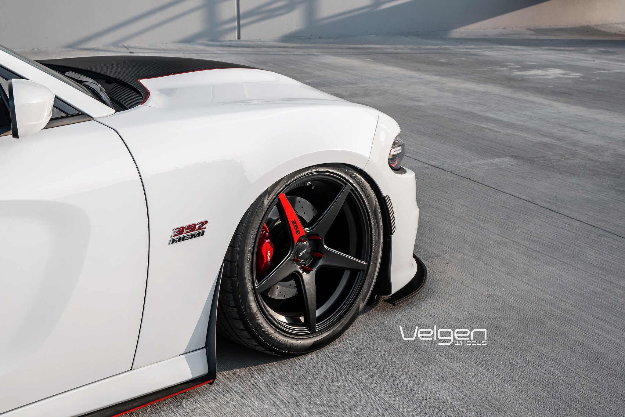 White Dodge Charger on Atturo Tires - Photo by Velgen