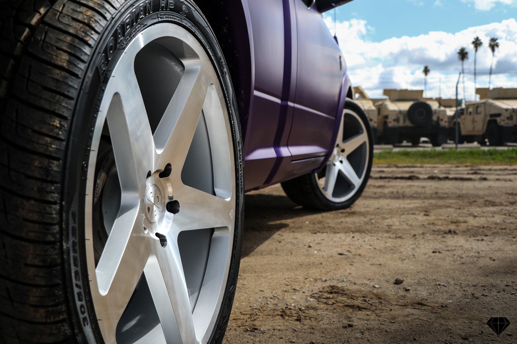 Matte Purple Dodge Ram on Nexen Roadian XP Tires - Photo by Blaque Diamond Wheels