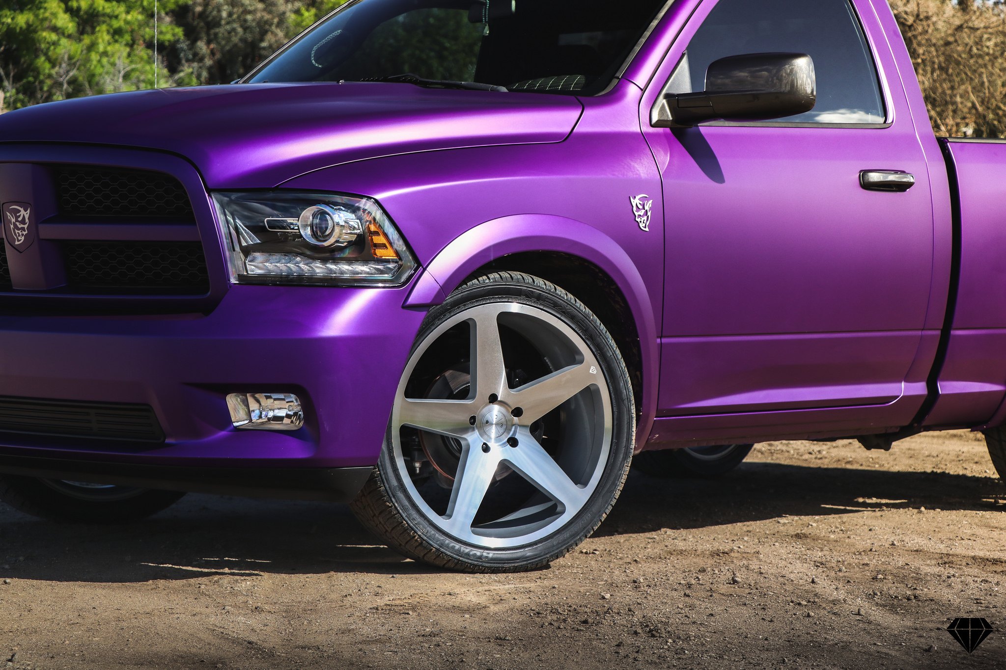 Custom Matte Purple Dodge Ram on Nexen Tires - Photo by Blaque Diamond Wheels