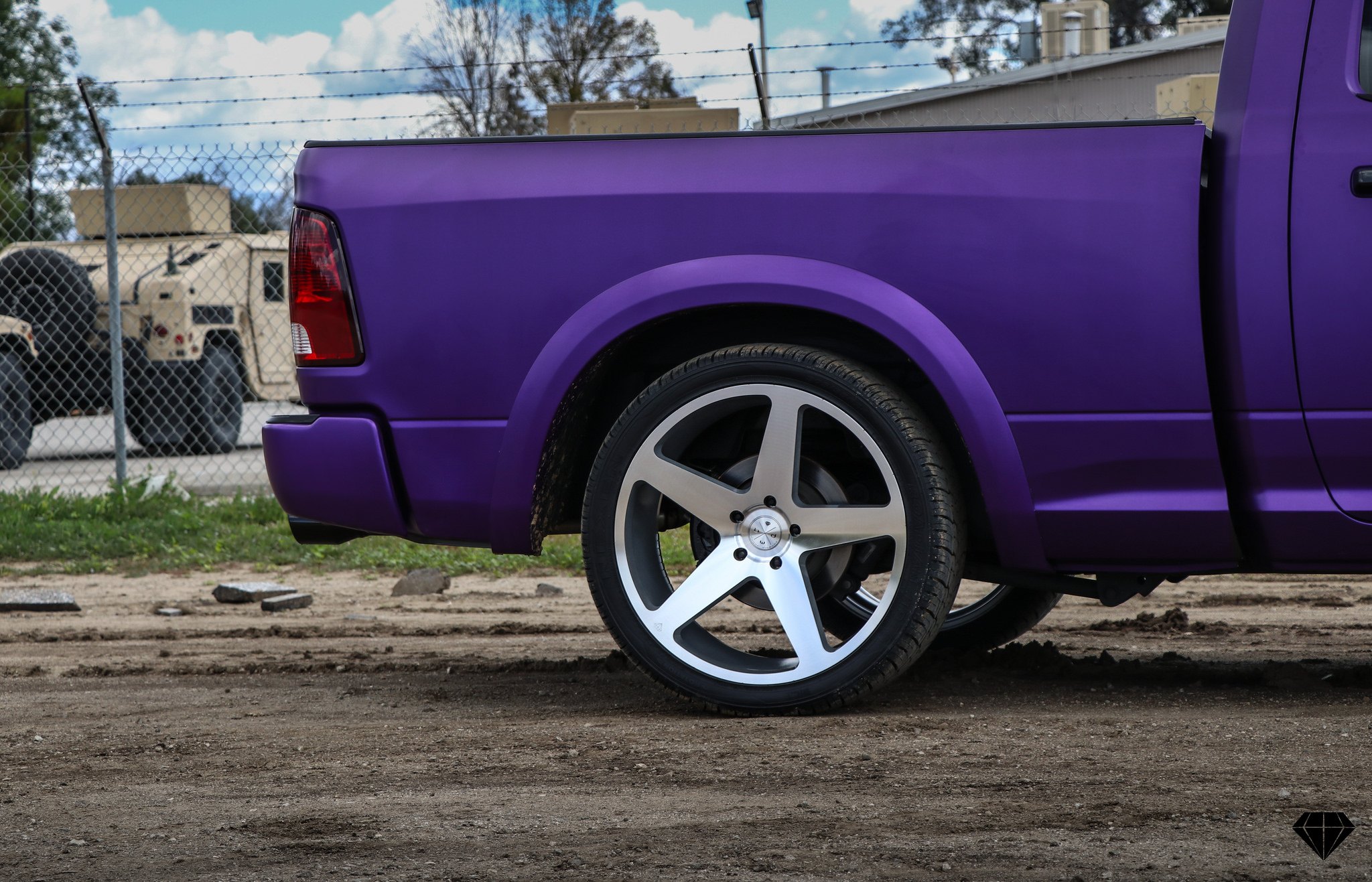 Matte Purple Dodge Ram with 20 Inch Blaque Diamond Rims - Photo by Blaque Diamond Wheels
