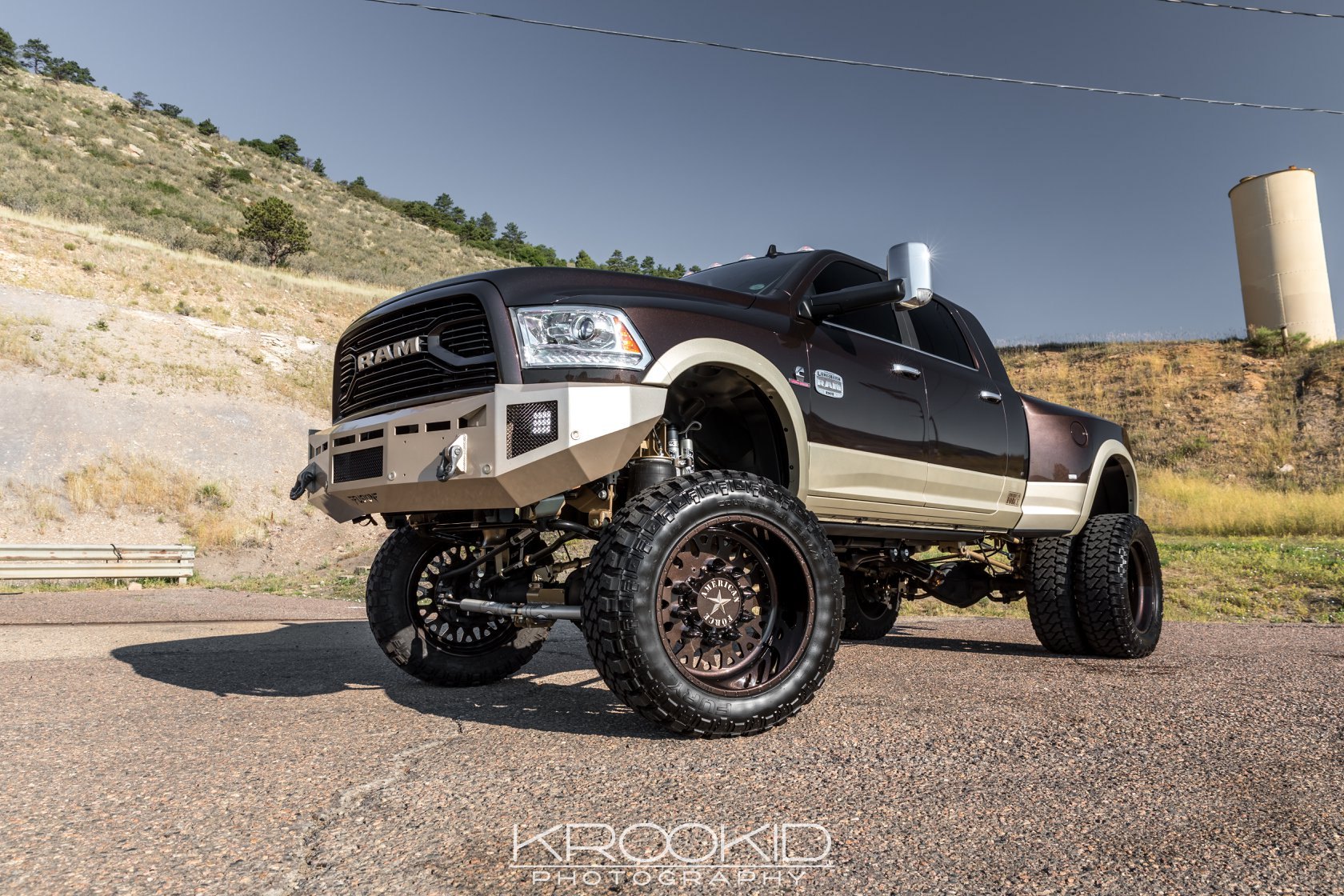 Brown Lifted Dodge Ram with Off Road Front Bumper - Photo by Krookid Photography