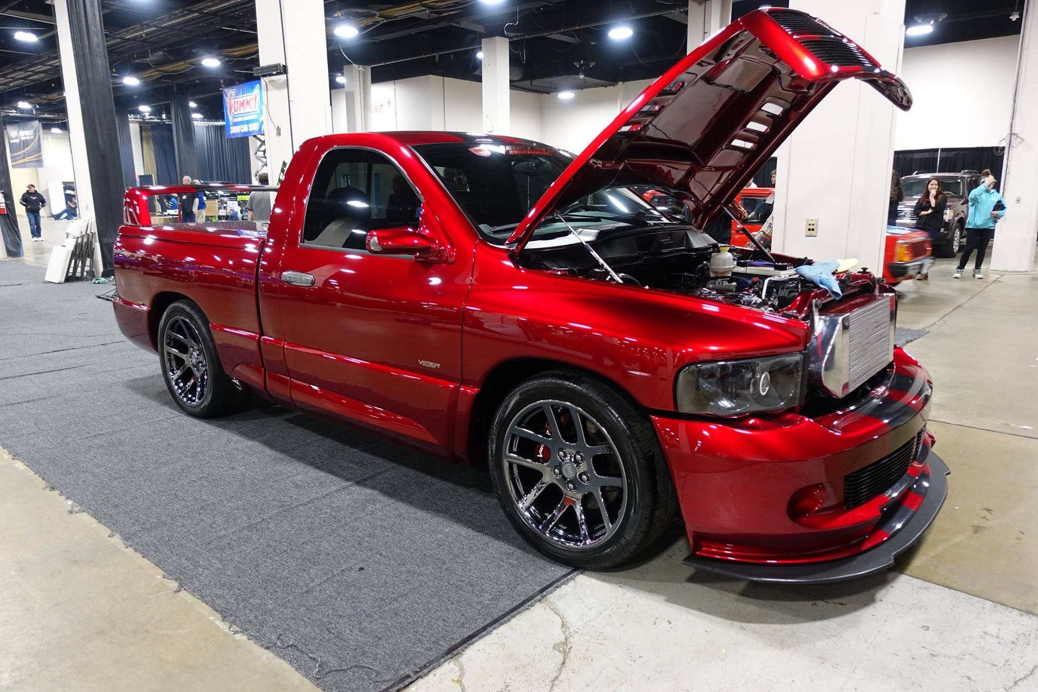 Red Dodge Ram Viper with Custom Chrome Wheels - Photo by Viper Truck Procharged